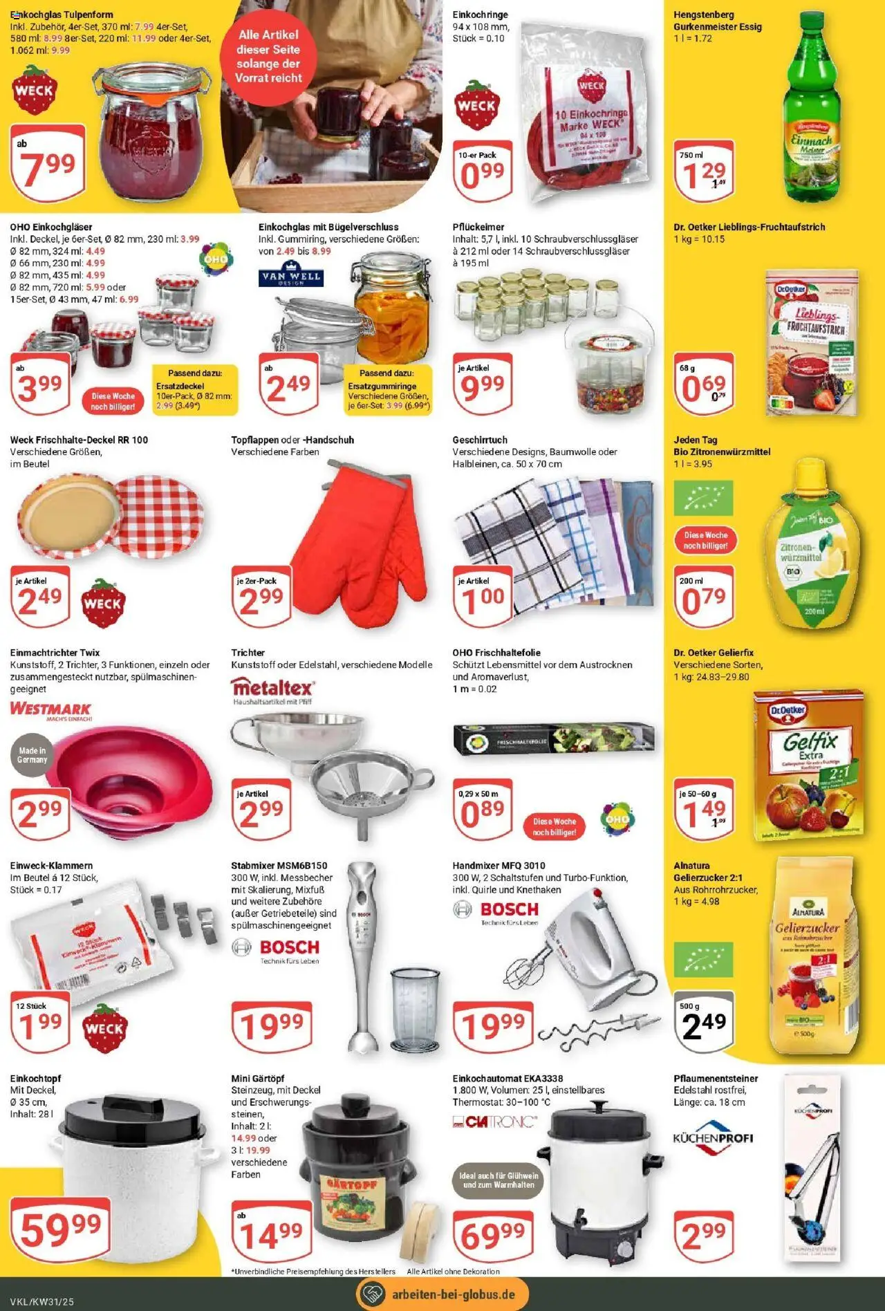 Globus prospekt Völklingen	 - gültig ab dem 28.07.2025 | Seite: 14 | Produkte: Gelierzucker, Essig, Handmixer, Twix
