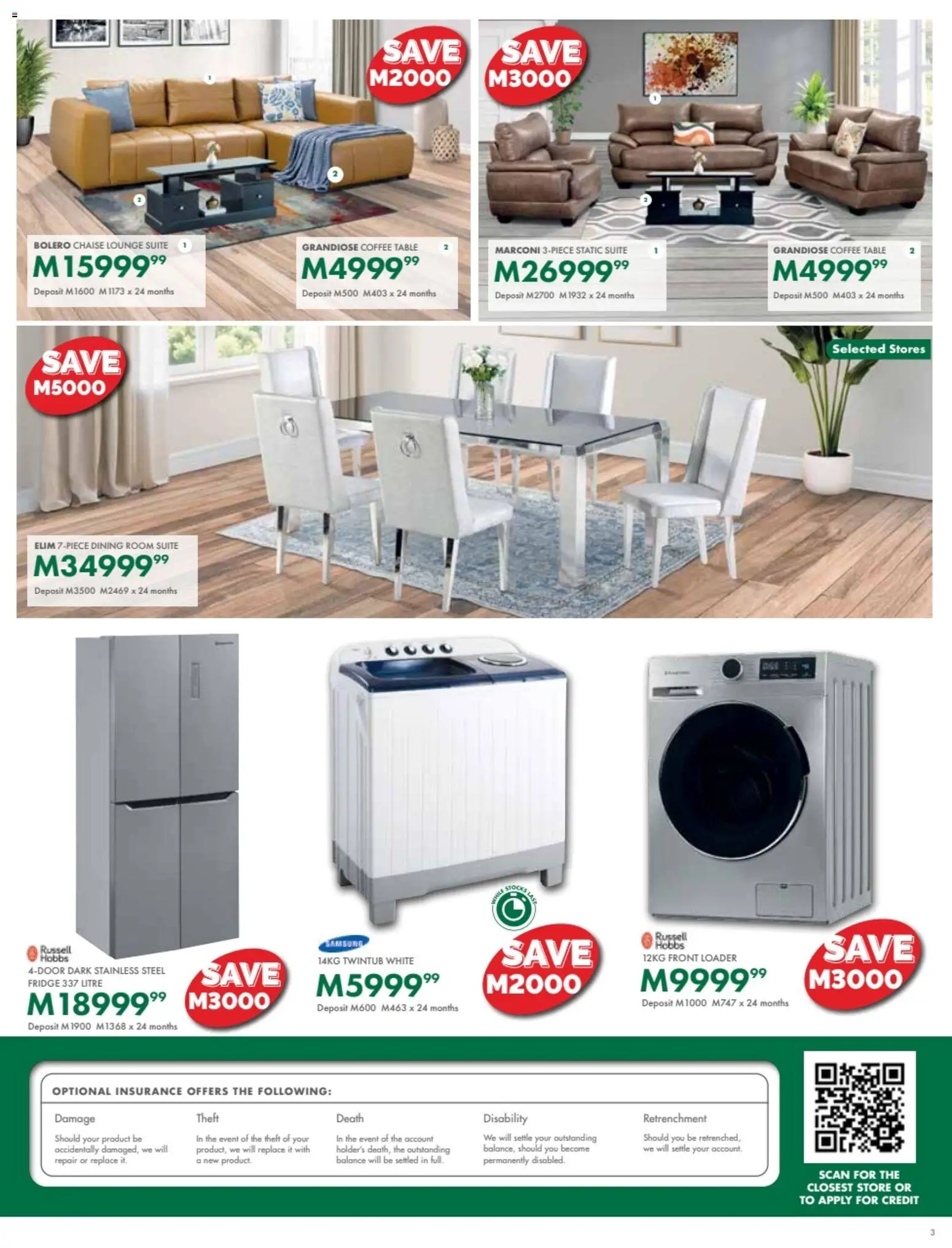 New Beares catalogue – valid from 23.02.2026 | Page: 3 | Products: Coffee table, Fridge, Dining room suite, Coffee