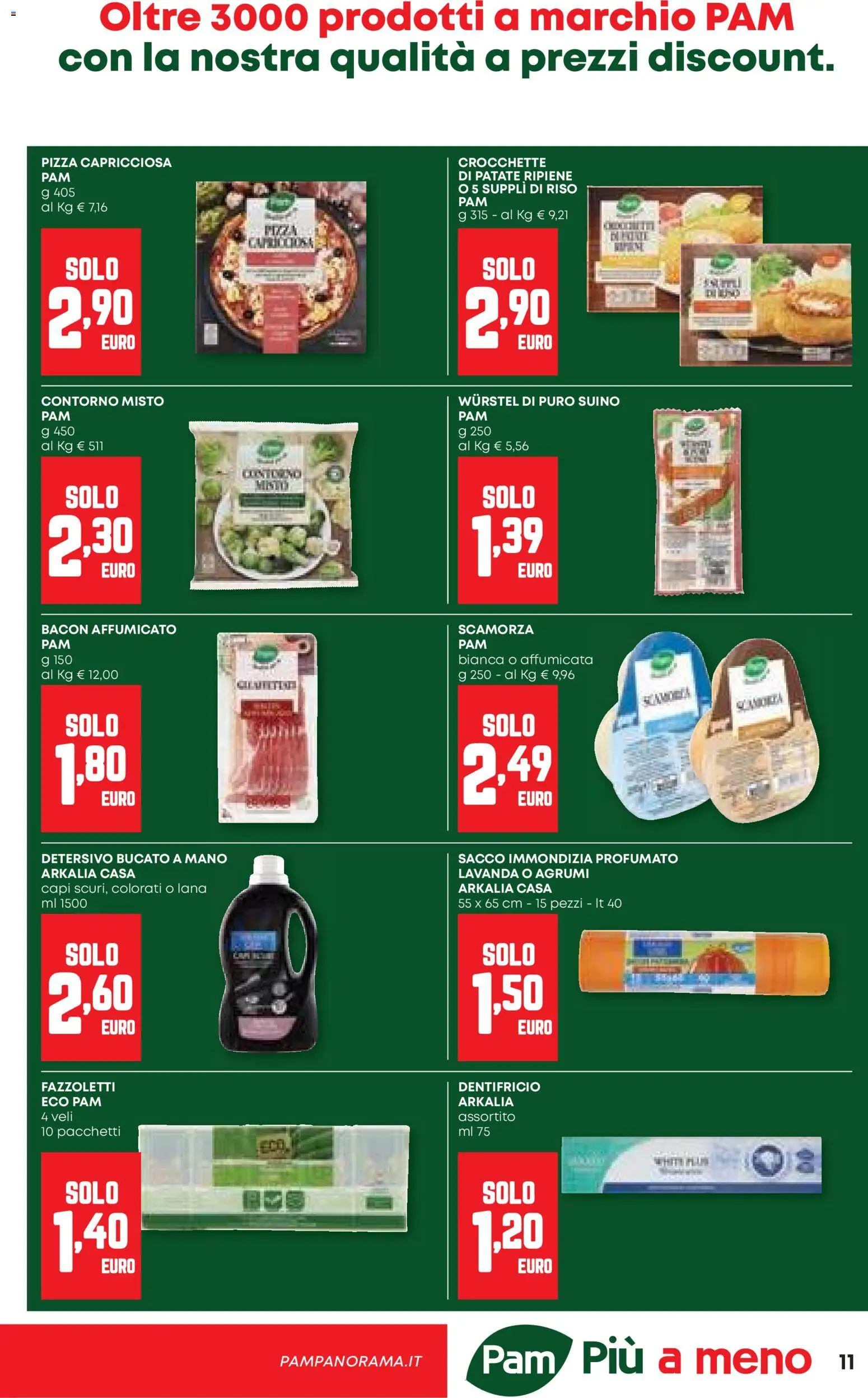 Volantino PAM del 23.10.2025 | Pagina: 11 | Prodotti: Dentifricio, Patate, Wurstel, Crocchette