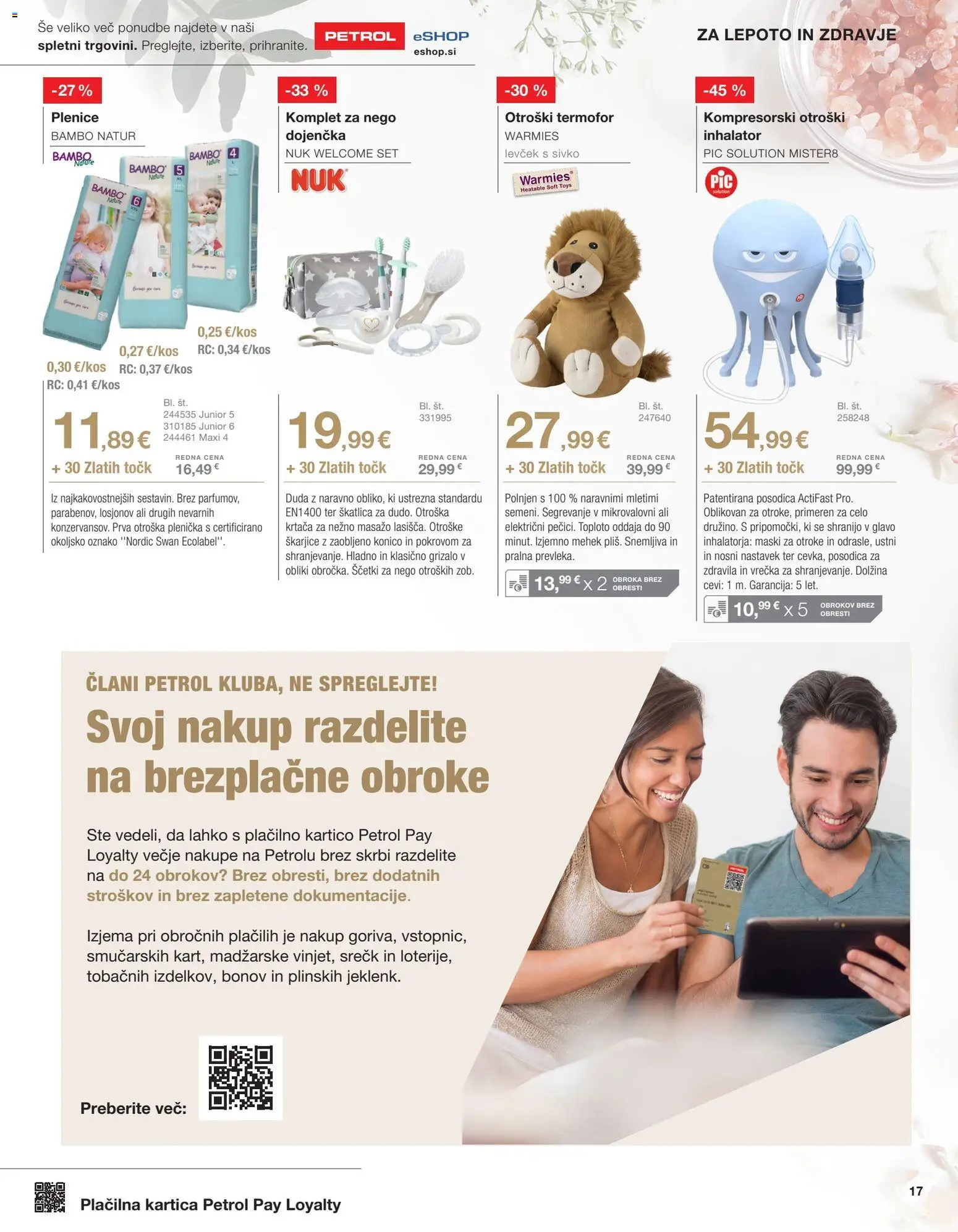 Novi Petrol katalog ponudbe – veljaven od 02.03.2026 | Stran: 17 | Izdelki: Plenice, Krtaca