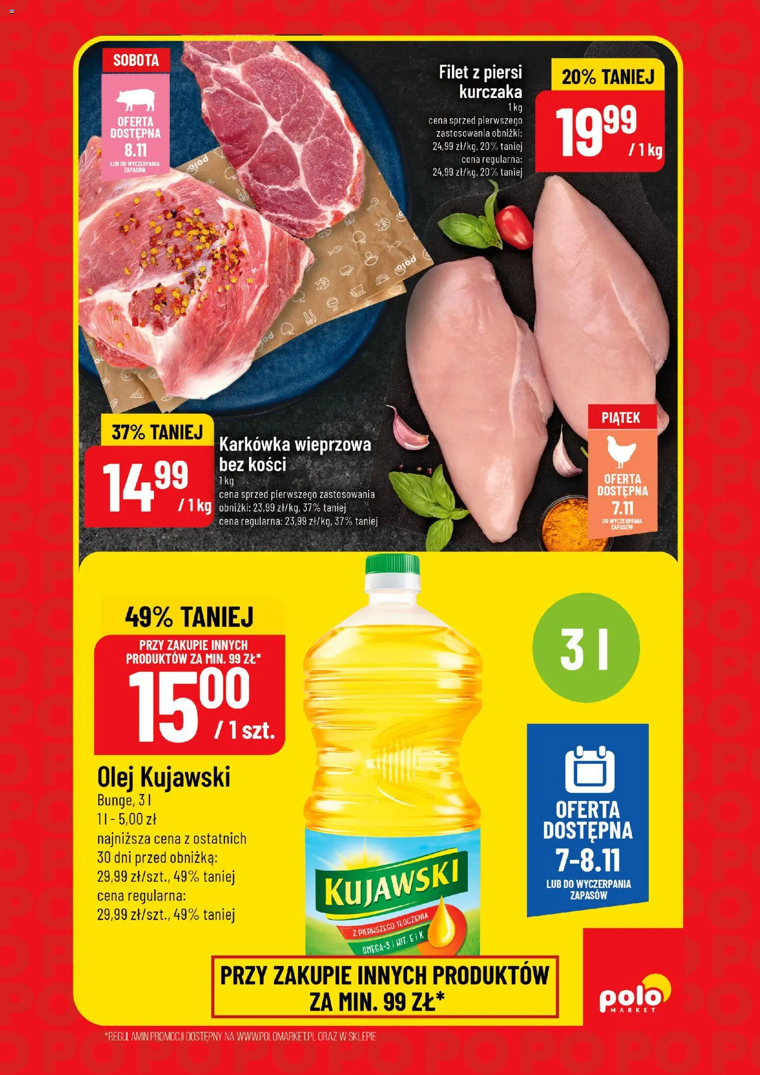 POLOmarket Gazetka - Super Hity od 06.11.2025 | Strona: 3 | Produkty: Karkówka, Piersi, Olej kujawski, Filet z piersi kurczaka