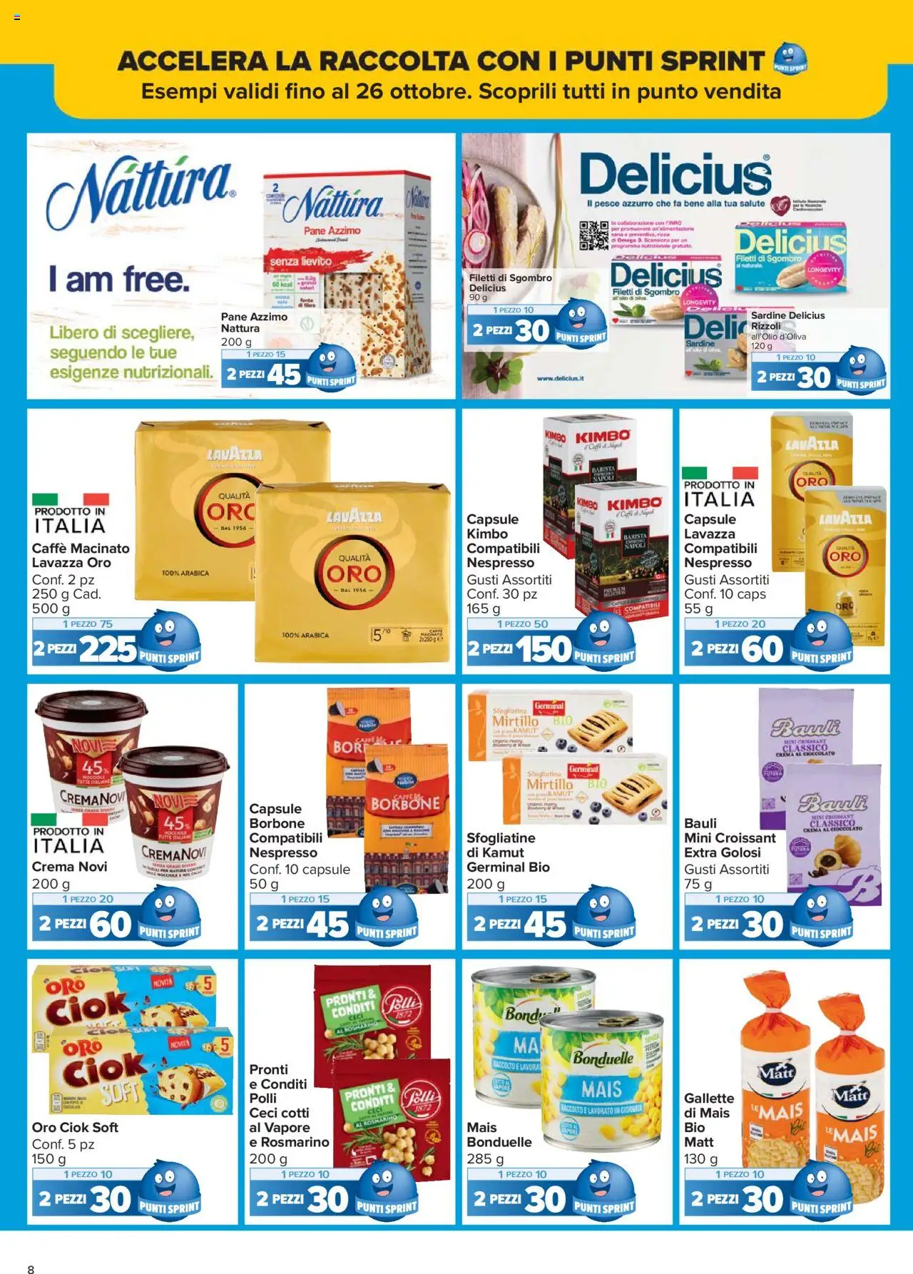 Volantino Carrefour del 10.10.2025 | Pagina: 8 | Prodotti: Ceci, Nocciole, Lavazza, Macinato