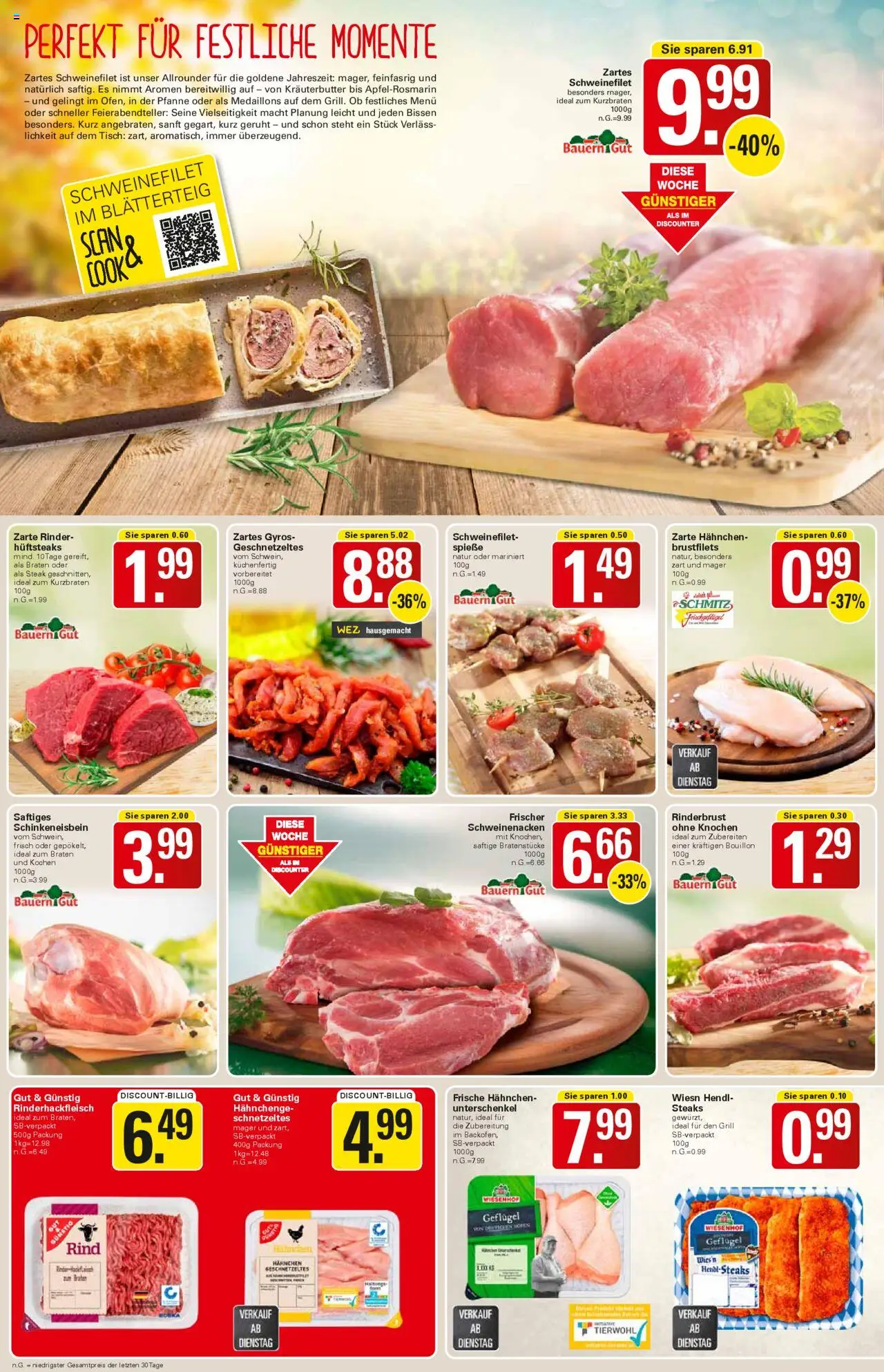 WEZ Prospekt – gültig ab 13.10.2025 | Seite: 4 | Produkte: Tisch, Schweinenacken, Spieße, Schweinefilet
