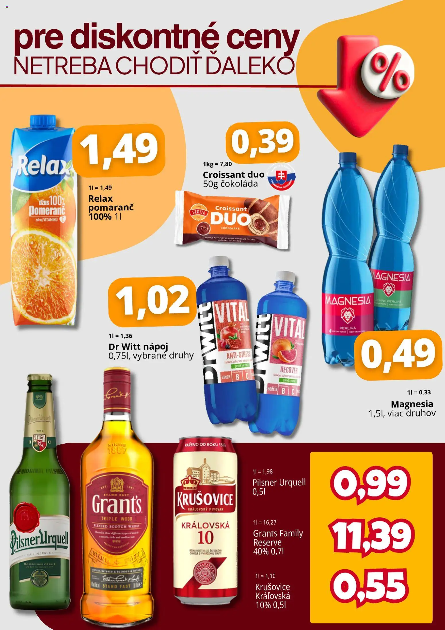 Nové CBA Komfos akcie – leták je platný od 01.04.2026 | Strana: 4 | Produkty: Croissant, Krušovice, Čokoláda, Whisky