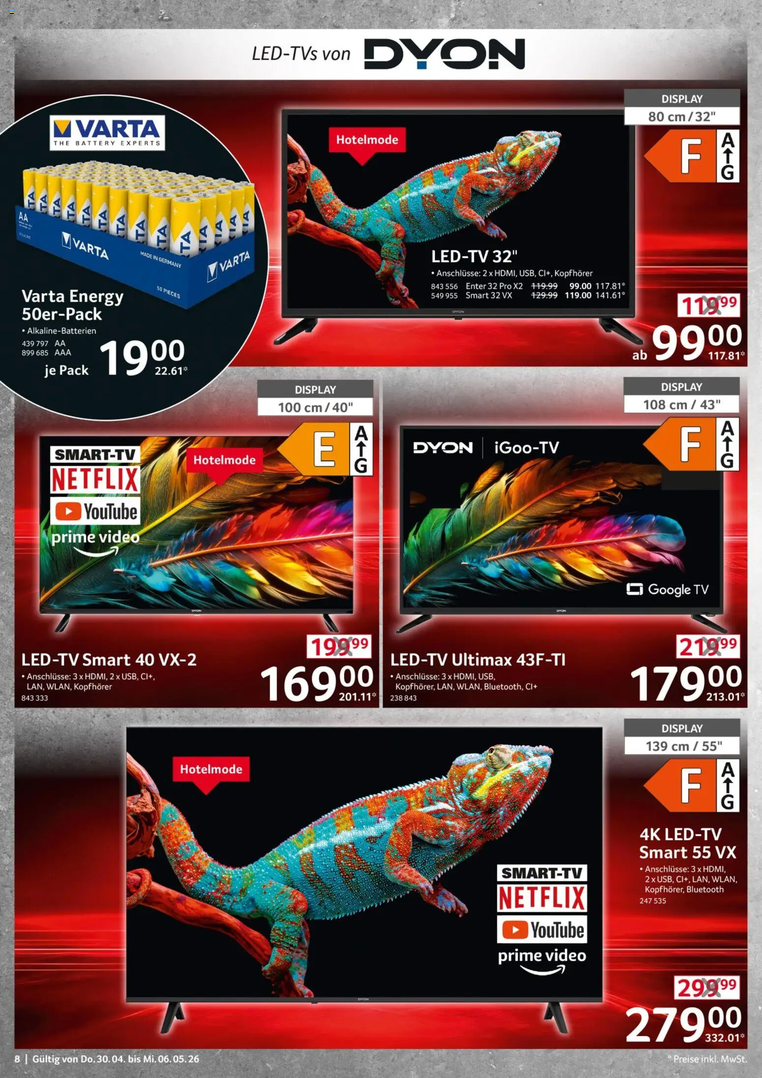 Selgros Nonfood – gültig ab 30.04.2026 | Seite: 8 | Produkte: Energy, TV, Video, Kopfhörer