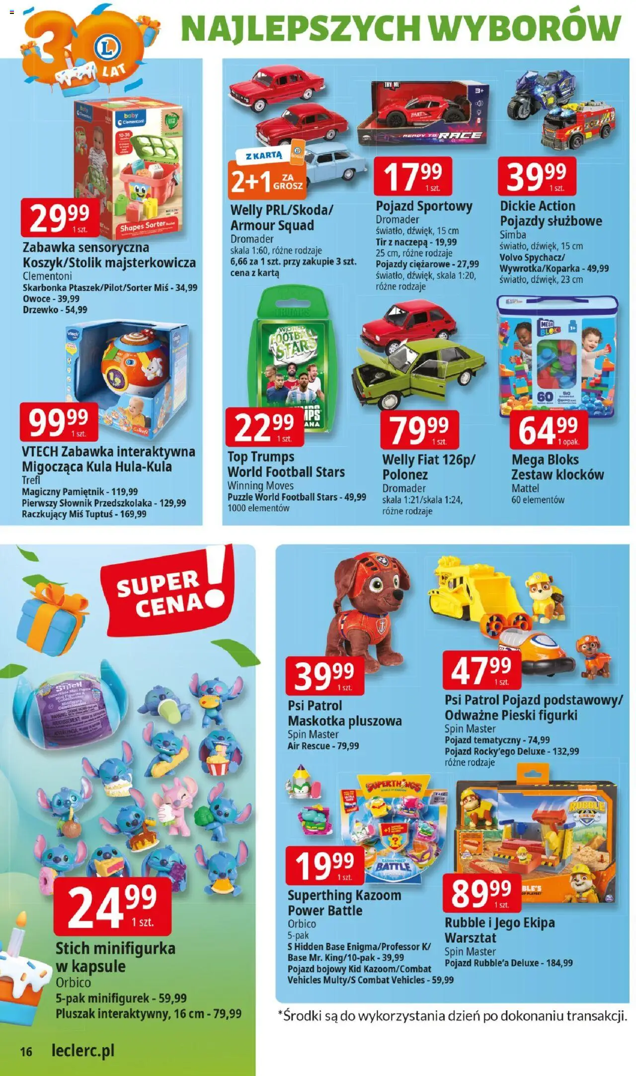 E.Leclerc Gazetka - Elbląg 30 lat od 27.05.2025 | Strona: 16 | Produkty: Karta, Top, Figurki, Owoce