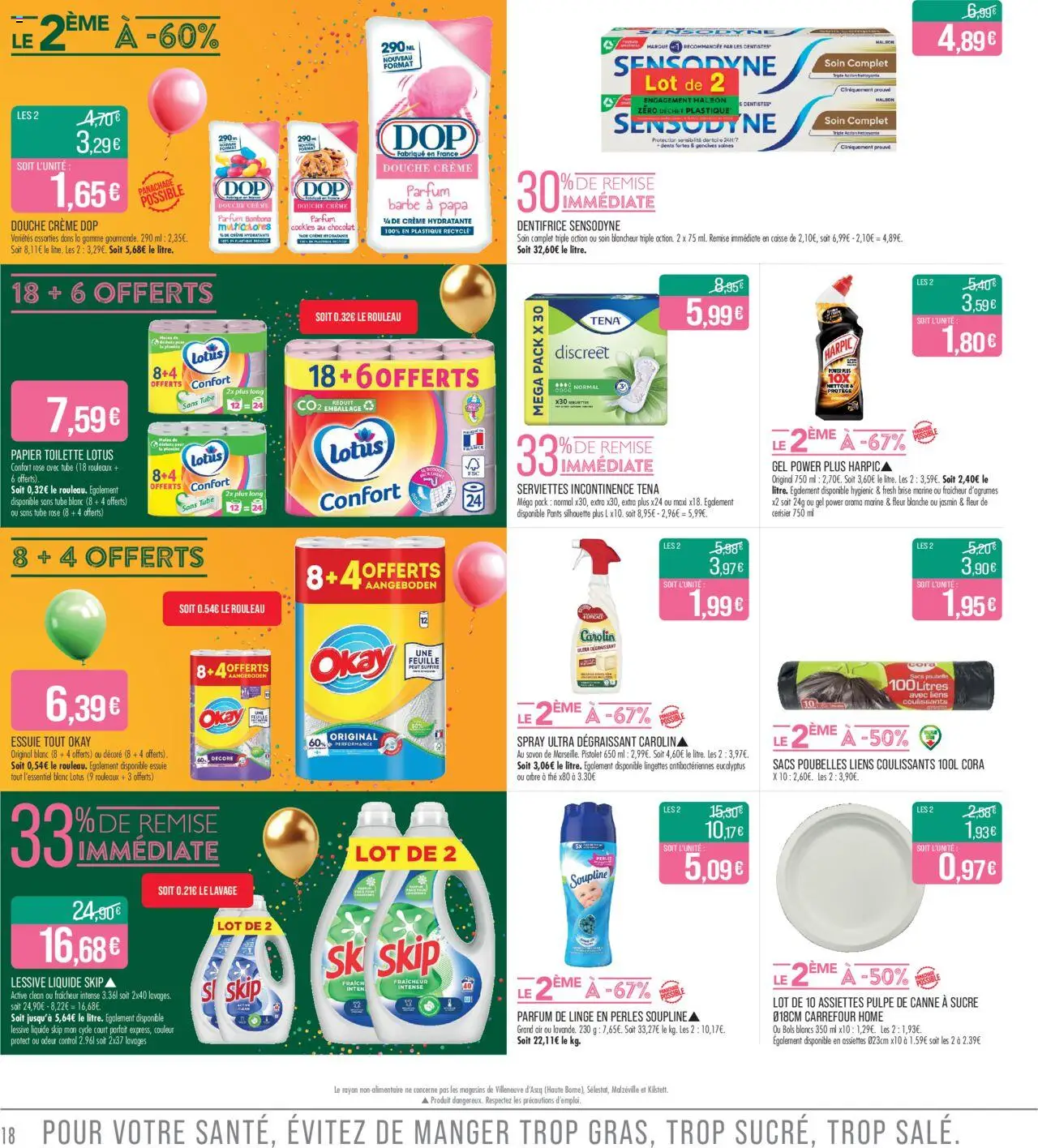  | Page: 18 | Produits: Papier toilette, Lessive liquide Skip, Détergent, Crème