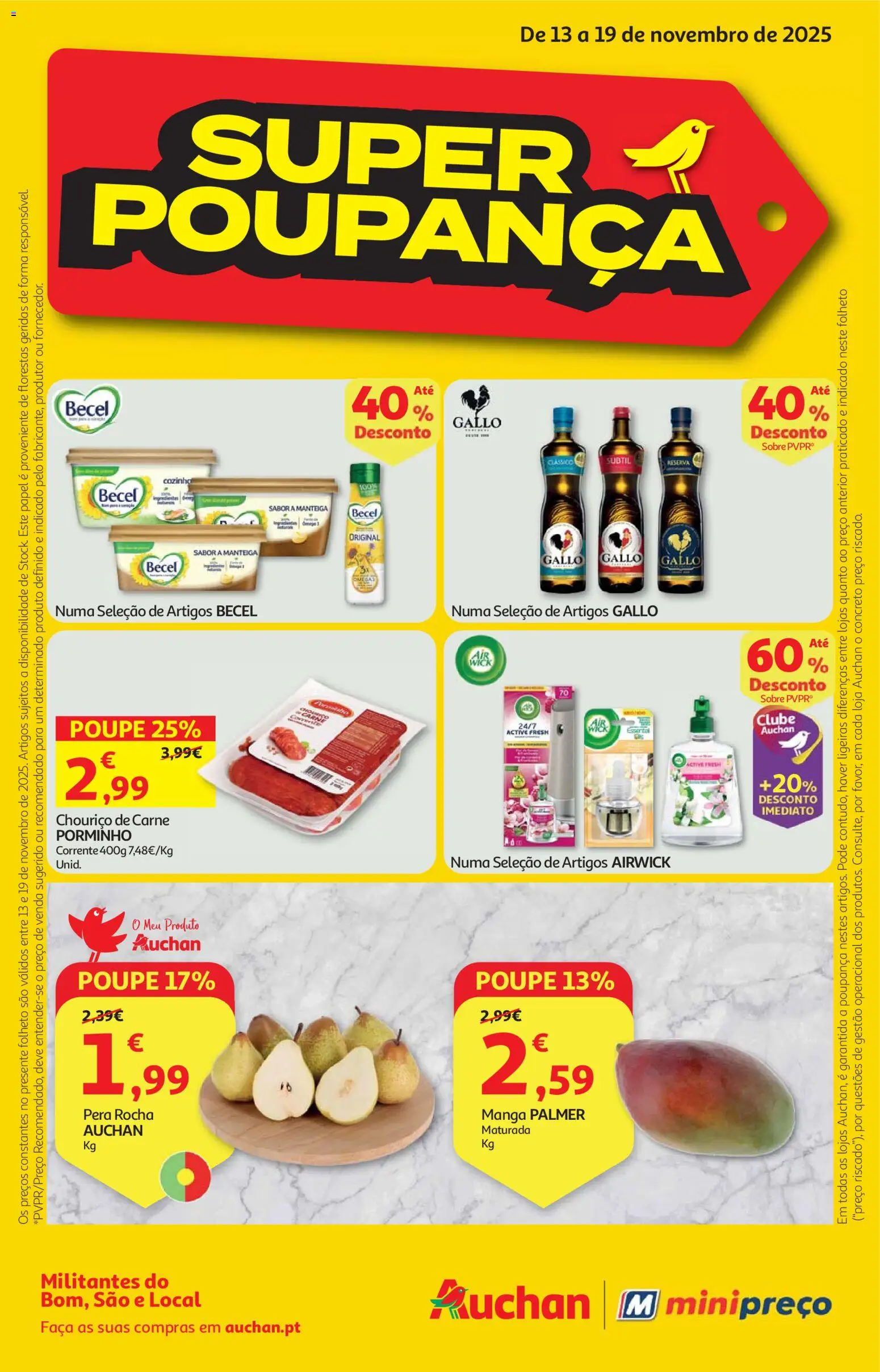 Auchan - Super Poupança │ válido de 13.11.2025 | Página: 1 | Produtos: Faca, Manteiga, Chouriço, Carne