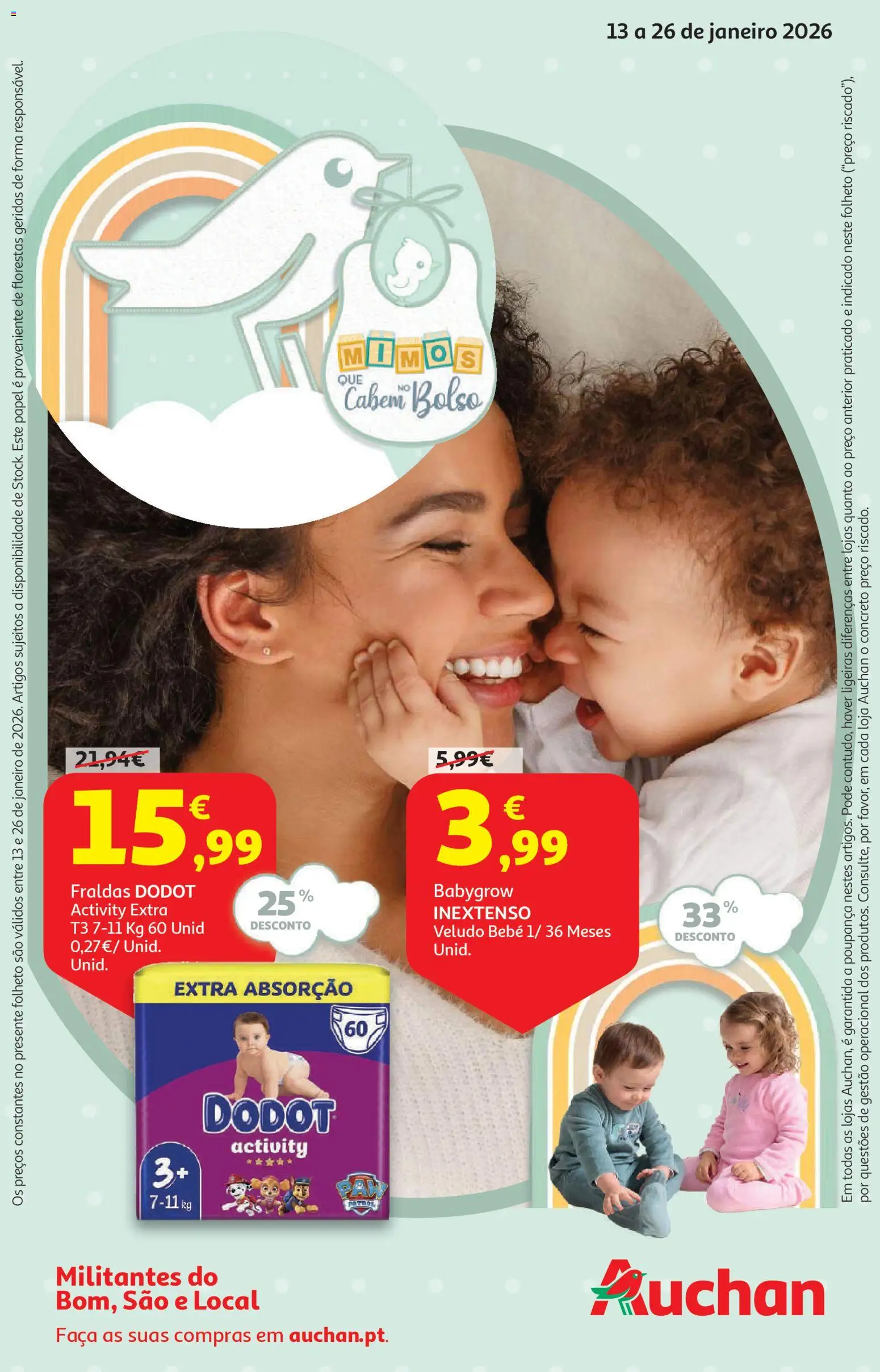 Auchan - Bebé │ válido de 13.01.2026 | Página: 1 | Produtos: Faca, Fraldas, Fraldas dodot