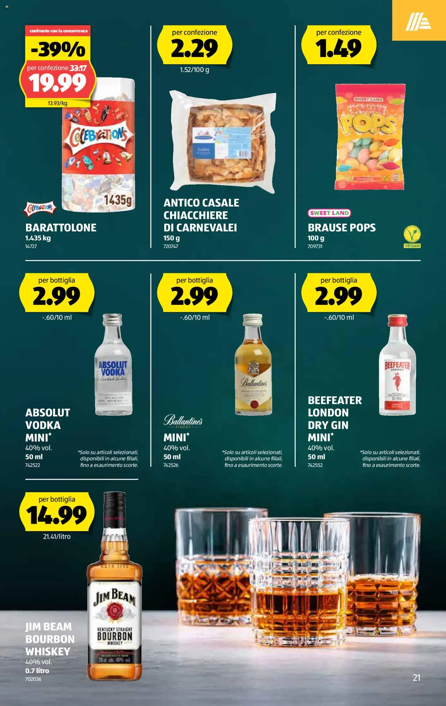 Aldi Aktionen IT – gültig ab 29.01.2026 | Seite: 22 | Produkte: Celebrations, Bourbon, Gin, Whiskey