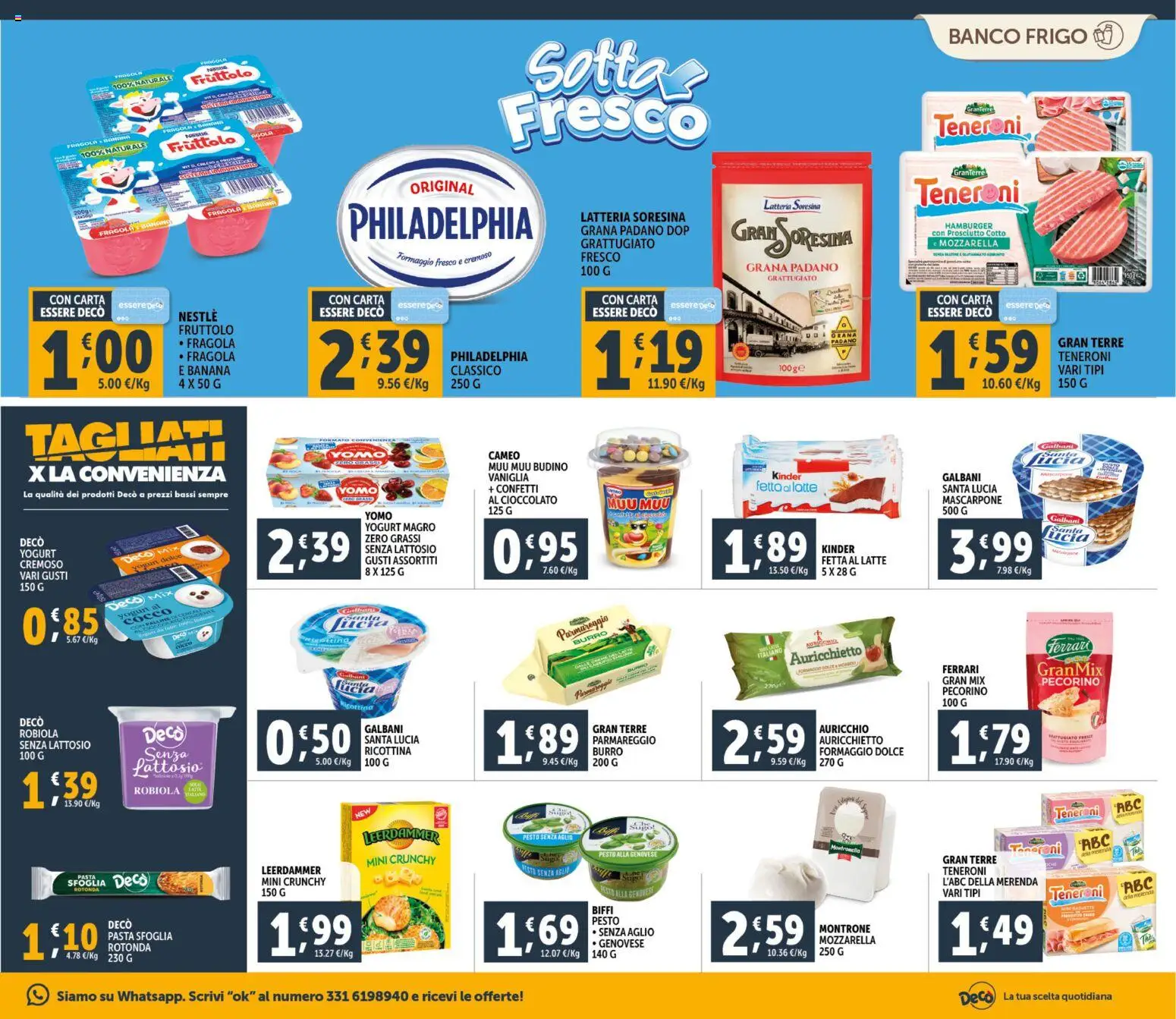 Volantino Decò del 23.02.2026 | Pagina: 9 | Prodotti: Pasta, Budino, Hamburger, Robiola