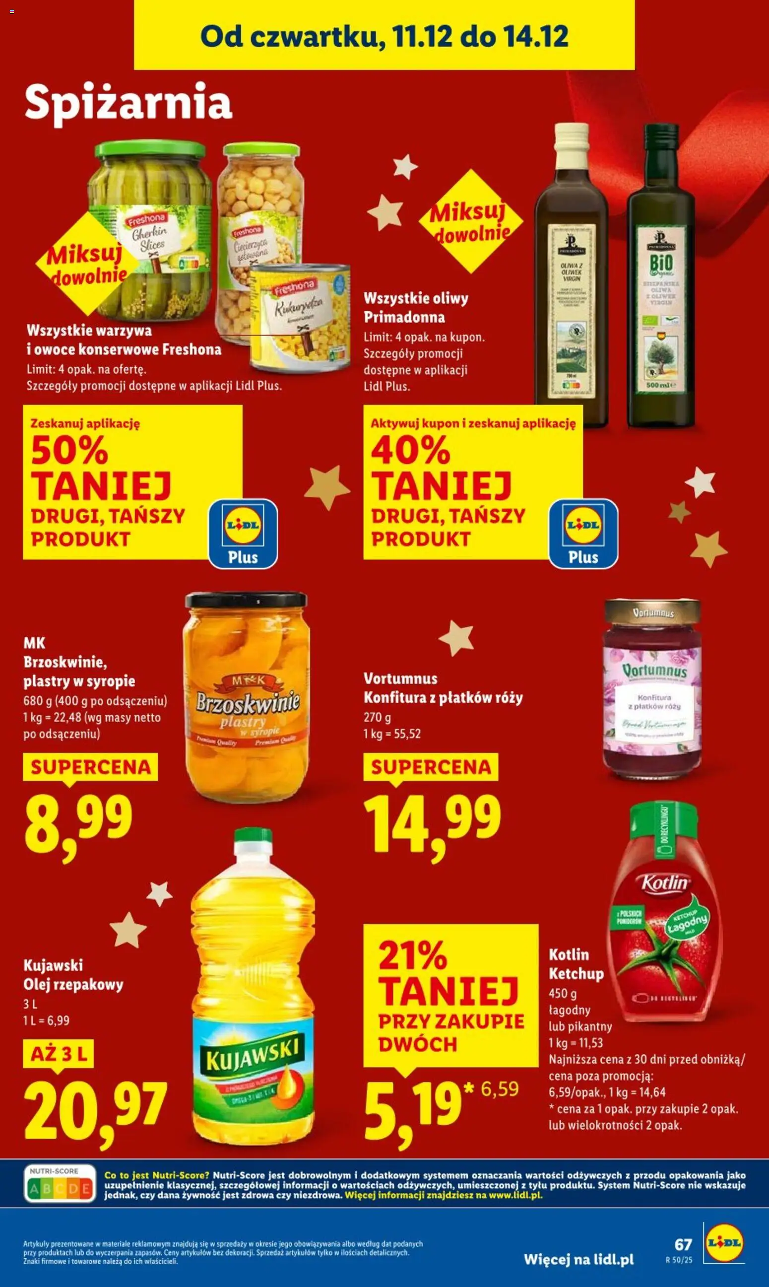 Lidl Gazetka od 11.12.2025 | Strona: 67 | Produkty: Kukurydza, Ciecierzyca, Olej, Owoce