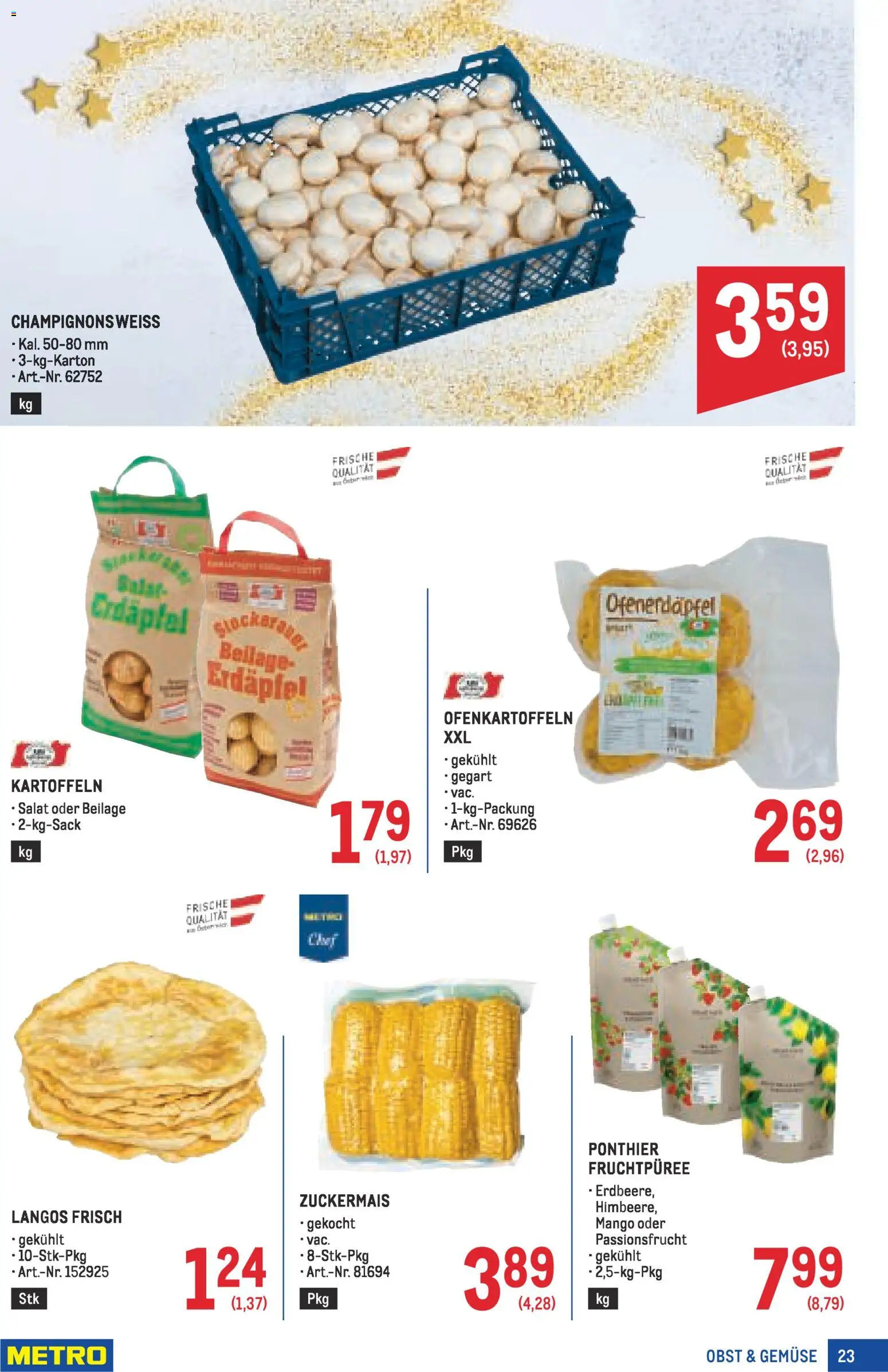 Metro angebote Profi gültig ab 27.11.2025 | Seite: 23 | Produkte: Salat, Kartoffeln, Gemüse, Mango