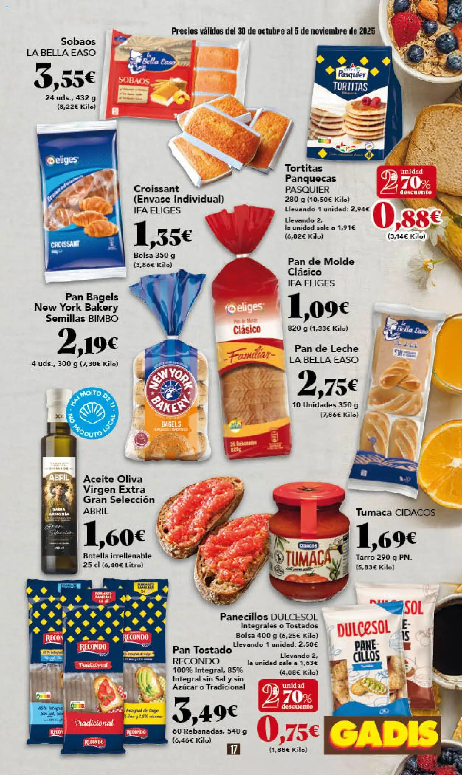 Gadis - folleto │ válido desde el 30.10.2025 | Página: 17 | Productos: Leche, Pan, Croissant, Bolsa