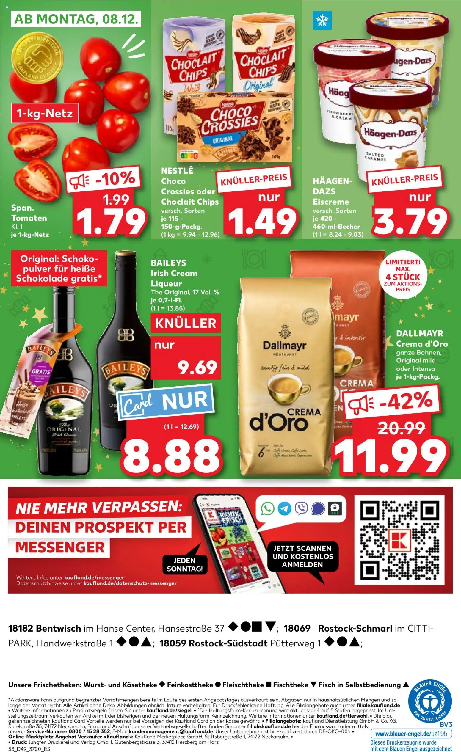 Kaufland prospekt Rostock	 – gültig ab 04.12.2025 | Seite: 58 | Produkte: Tomaten, Fisch, Dallmayr, Baileys