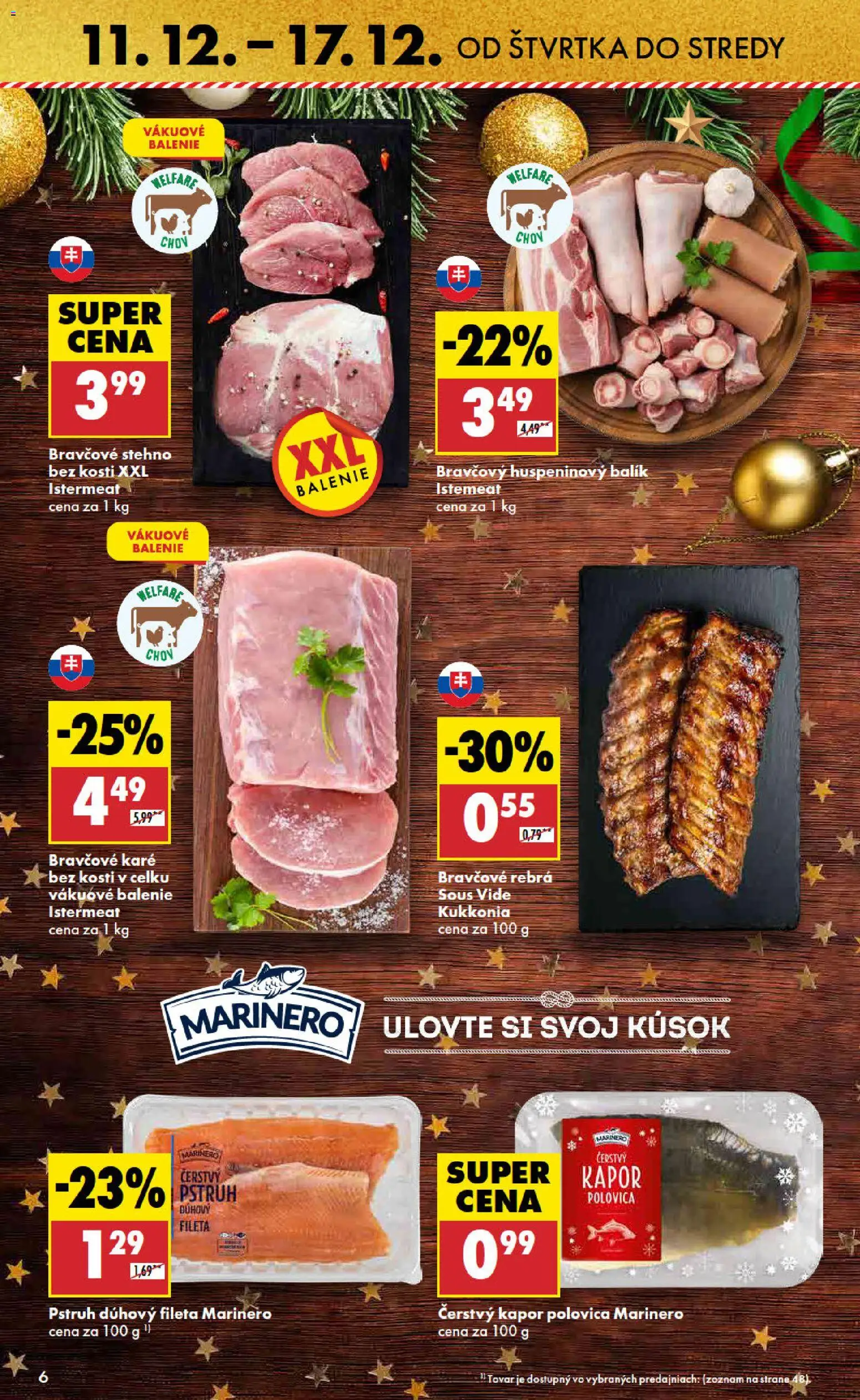 Nové Biedronka akcie – leták je platný od 11.12.2025 | Strana: 6 | Produkty: Pstruh, Bravčové stehno, Bravčové karé