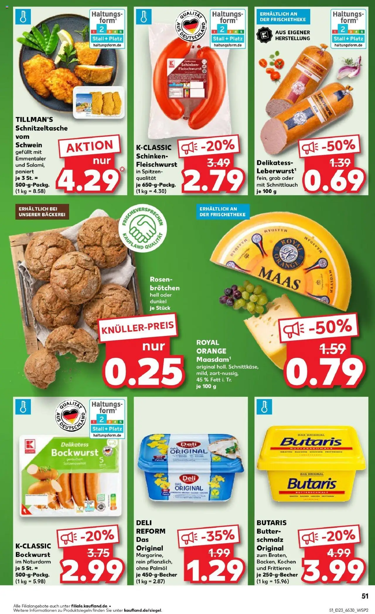 Kaufland prospekt Pasewalk	 - gültig ab dem 09.06.2025 | Seite: 4 | Produkte: Bockwurst, Margarine, Butter, Deli reform
