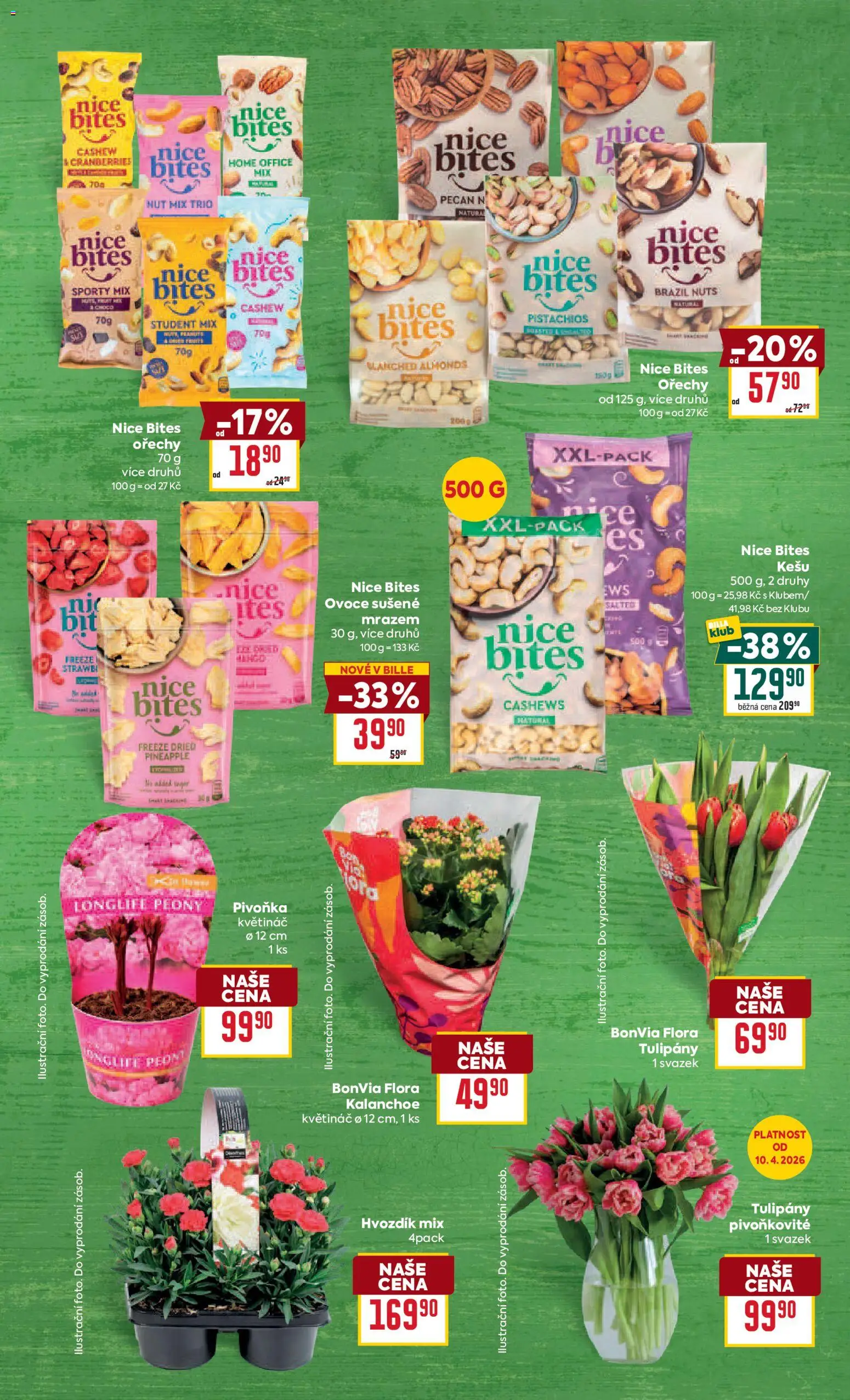 Billa Velký leták od 07.04.2026 | Strana: 3 | Produkty: Kešu, Ovoce, Kalanchoe, Květináč
