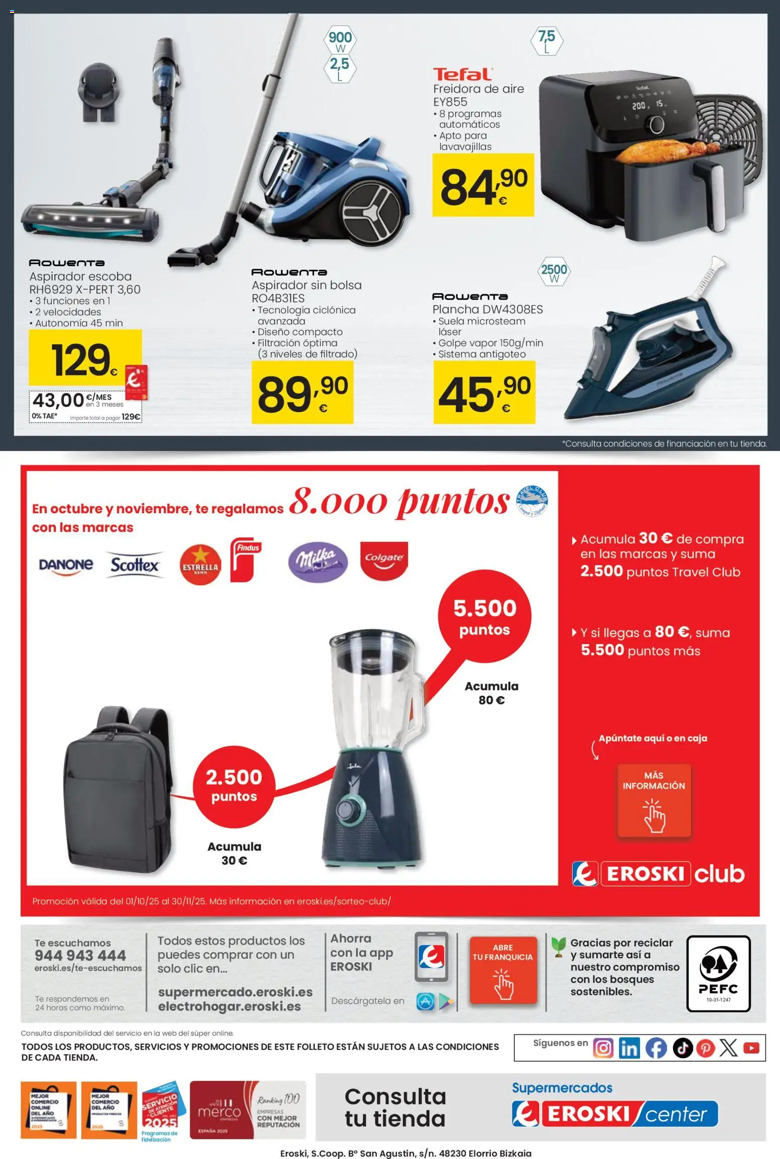 Eroski - Center │ válido desde el 30.10.2025 | Página: 28 | Productos: Escoba, Bolsa, Lavavajillas, Aspirador