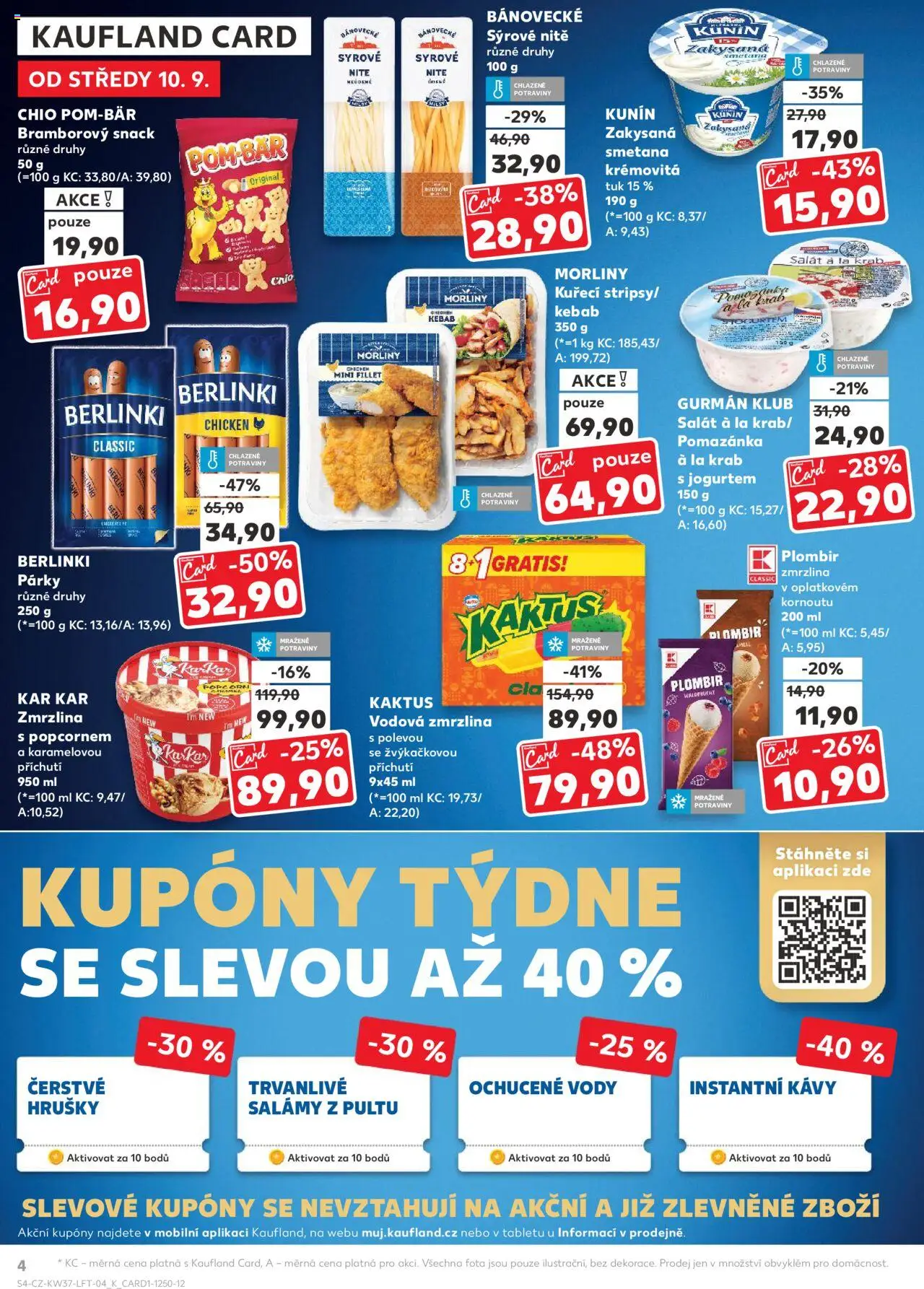 Kaufland leták od 10.09.2025 | Strana: 4 | Produkty: Smetana, Zmrzlina, Salát, Pomazánka