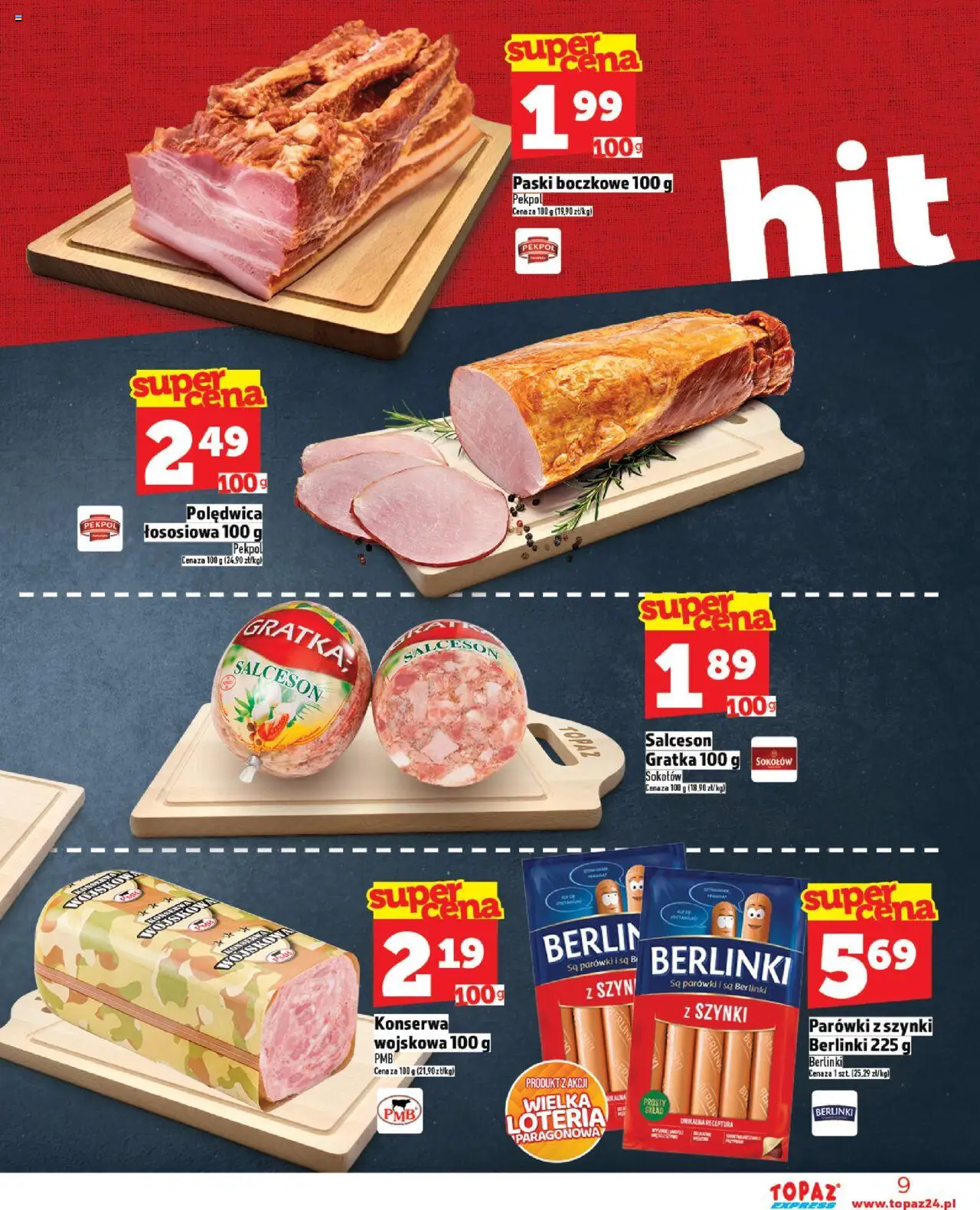 Topaz Gazetka - Express od 28.08.2025 | Strona: 9 | Produkty: Parówki z szynki, Parówki
