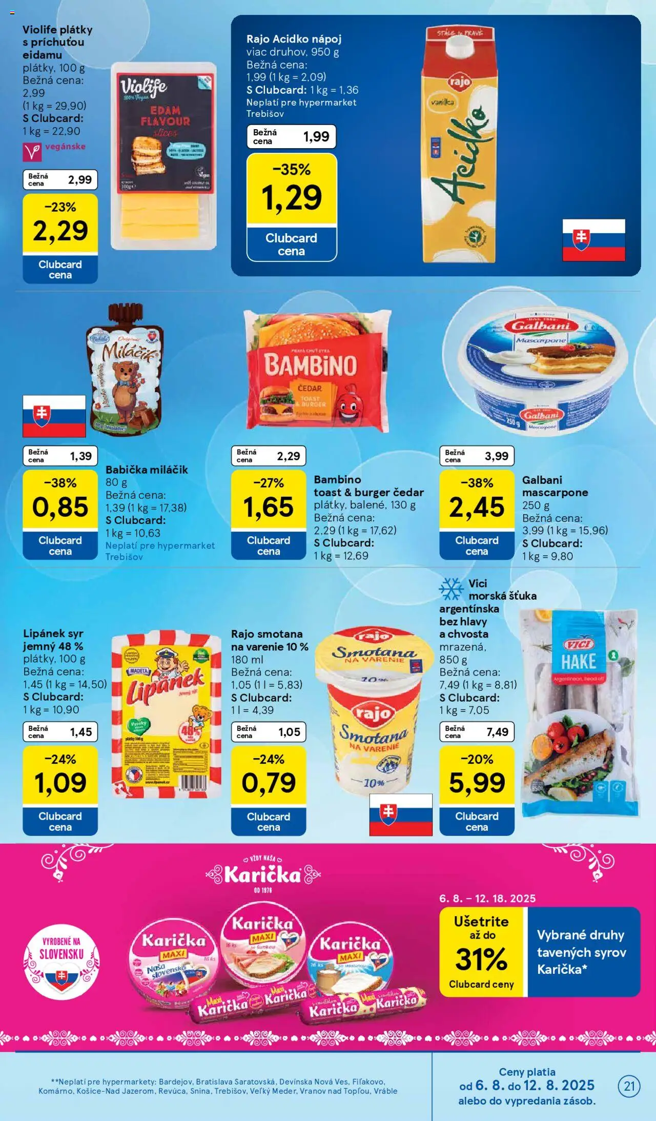 Tesco Hypermarket - leták │ platný od 06.08.2025 | Strana: 21 | Produkty: Syr, Smotana, Acidko, Mascarpone