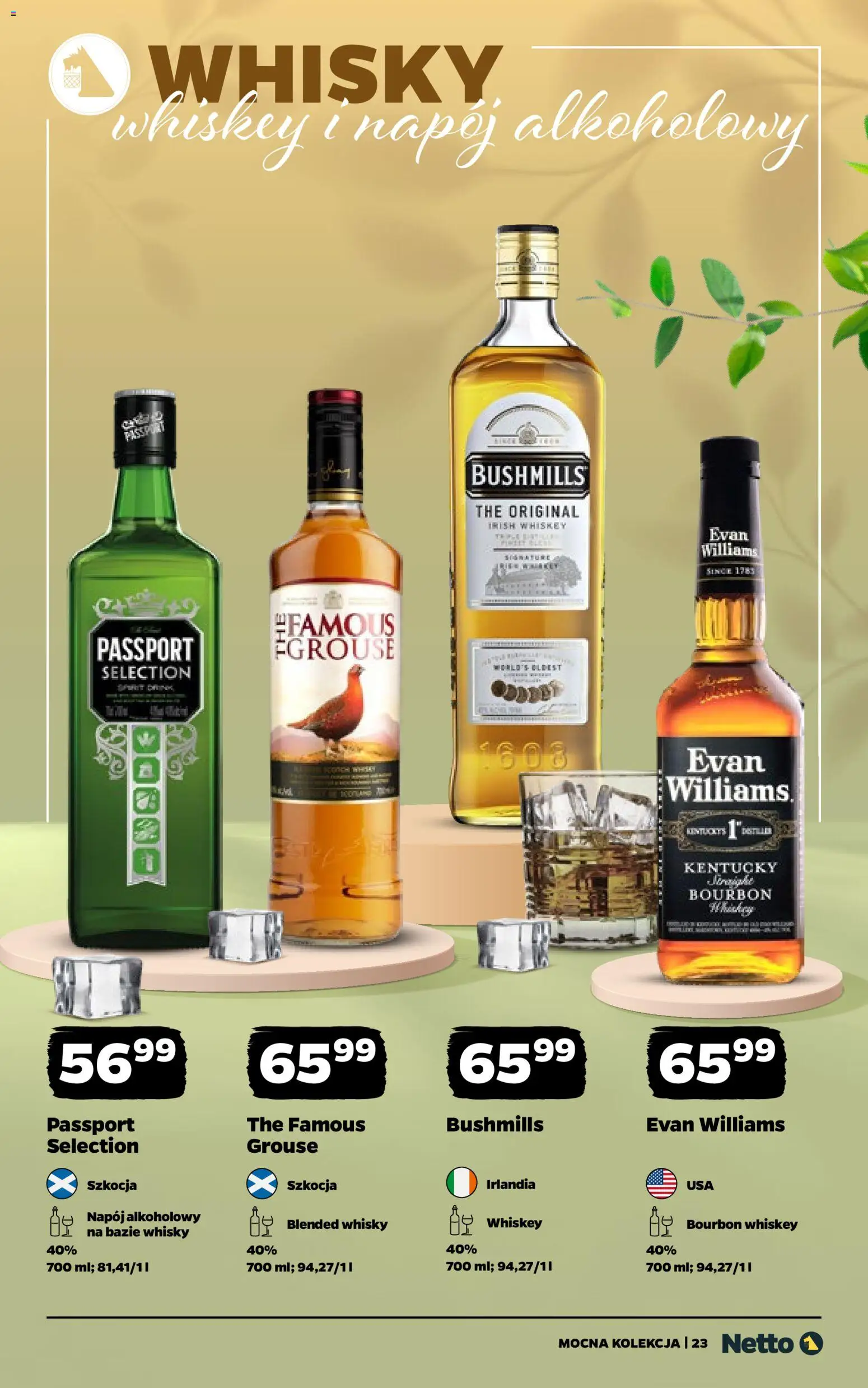 Netto gazetka - Alkohole mocne od 16.03.2026 | Strona: 23 | Produkty: Bourbon, Whisky