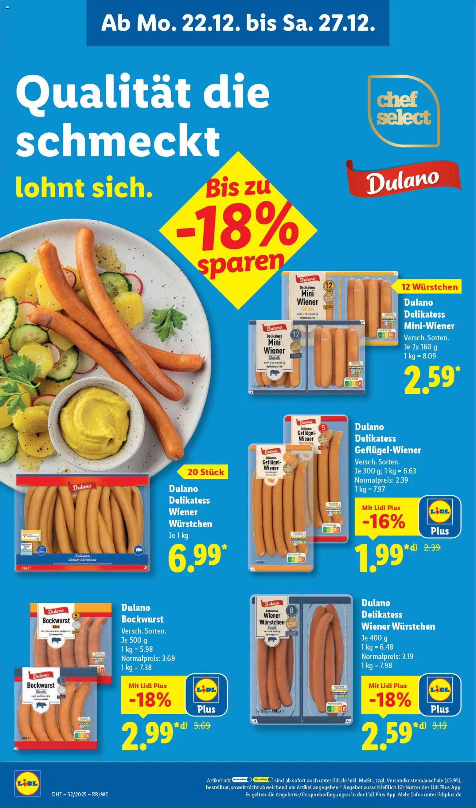 Lidl Prospekt Gedern – gültig ab 22.12.2025 | Seite: 20 | Produkte: Bockwurst, Wiener wurstchen