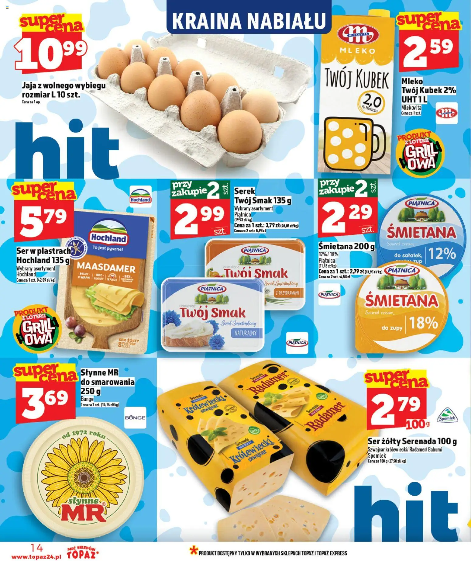 Topaz gazetka od 16.04.2026 | Strona: 14 | Produkty: Cream cheese, Serek, Śmietana, Jaja