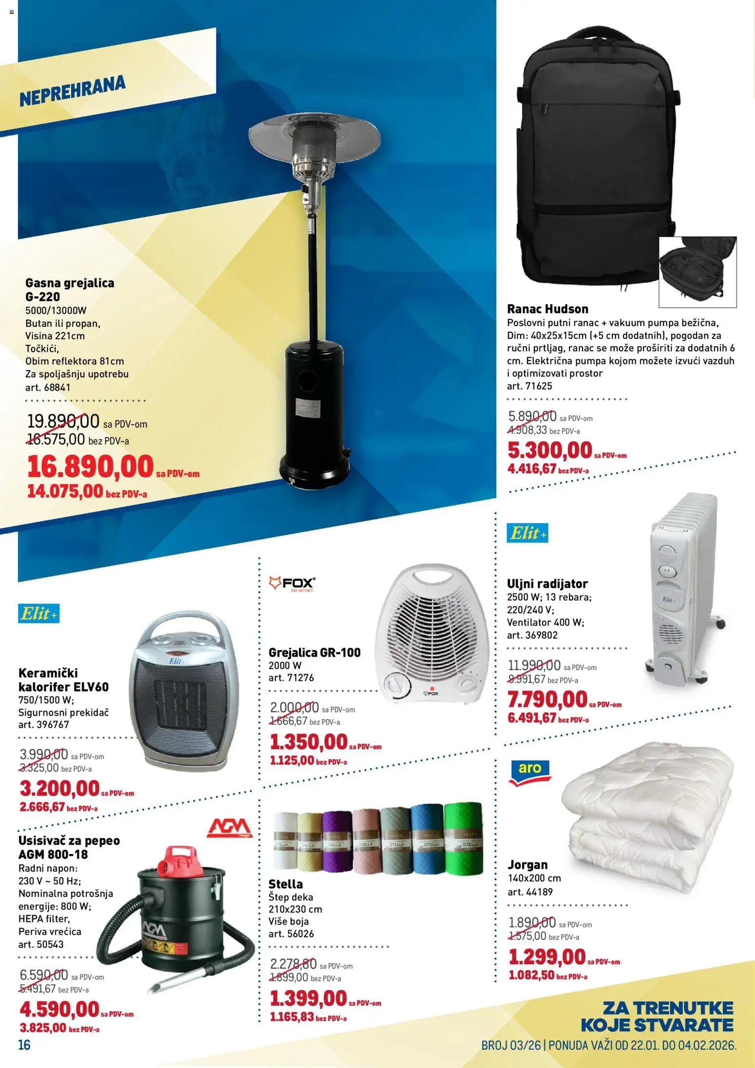 Metro katalog - važi od 22.01.2026 | Strana: 16 | Proizvode: Usisivač, Ventilator, Jorgan, Grejalica