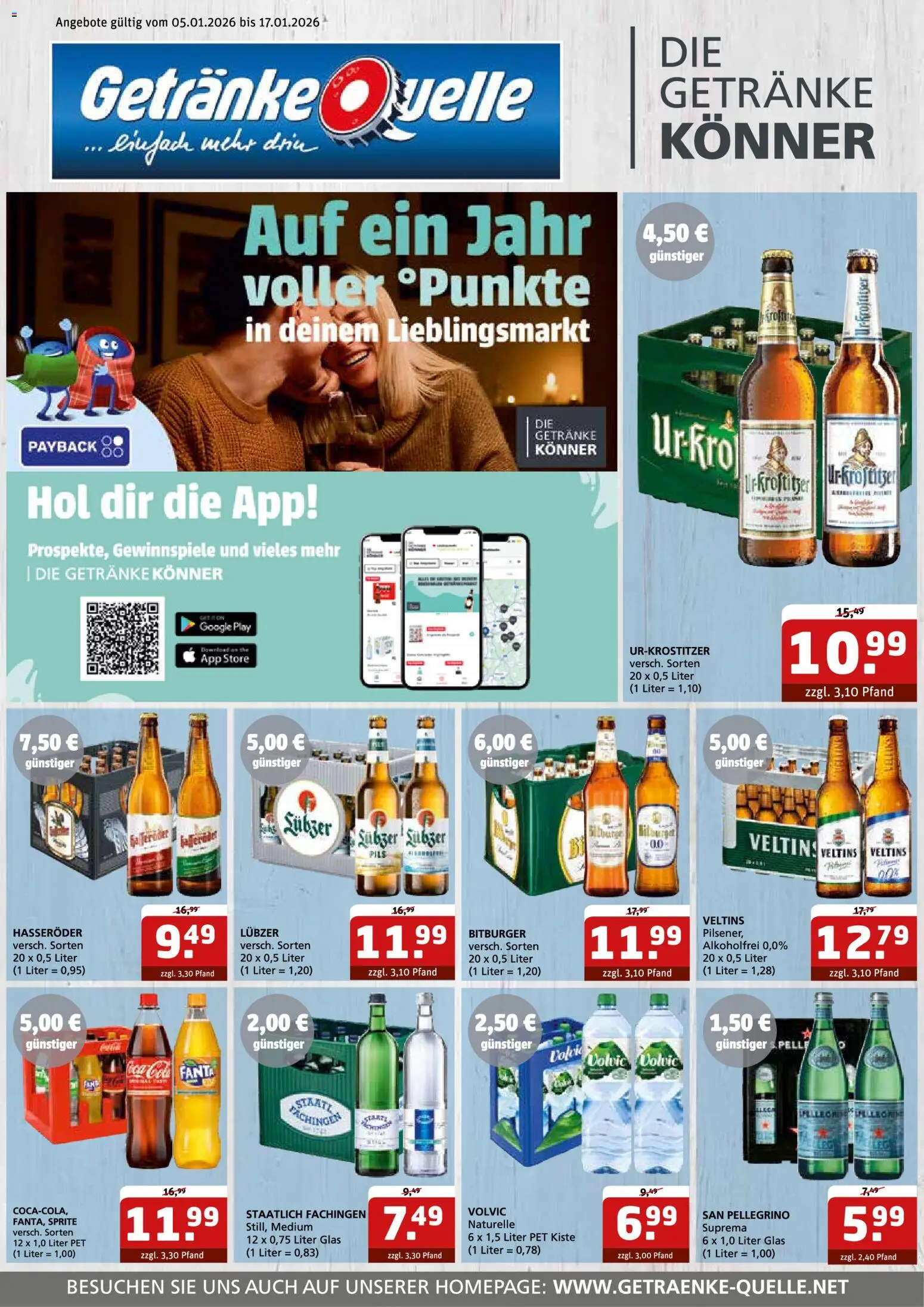 Getränke Quelle Prospekt – gültig ab 05.01.2026 | Seite: 1 | Produkte: Bitburger, Fanta, Lubzer, Veltins