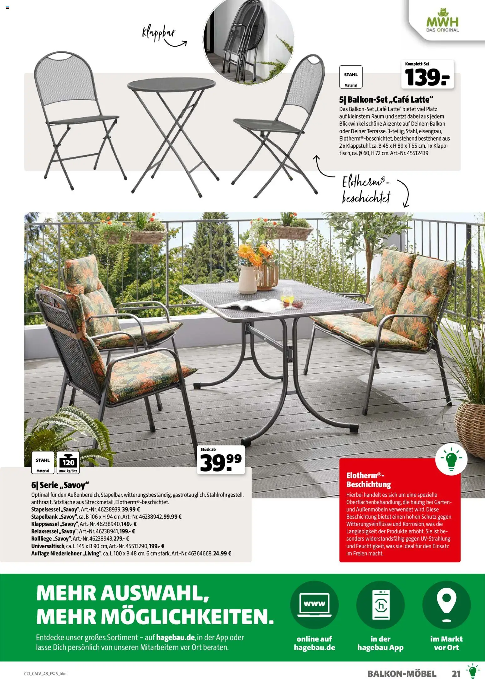 Hagebau Gartenmöbelsortiment – gültig ab 02.03.2026 | Seite: 21 | Produkte: Relaxsessel