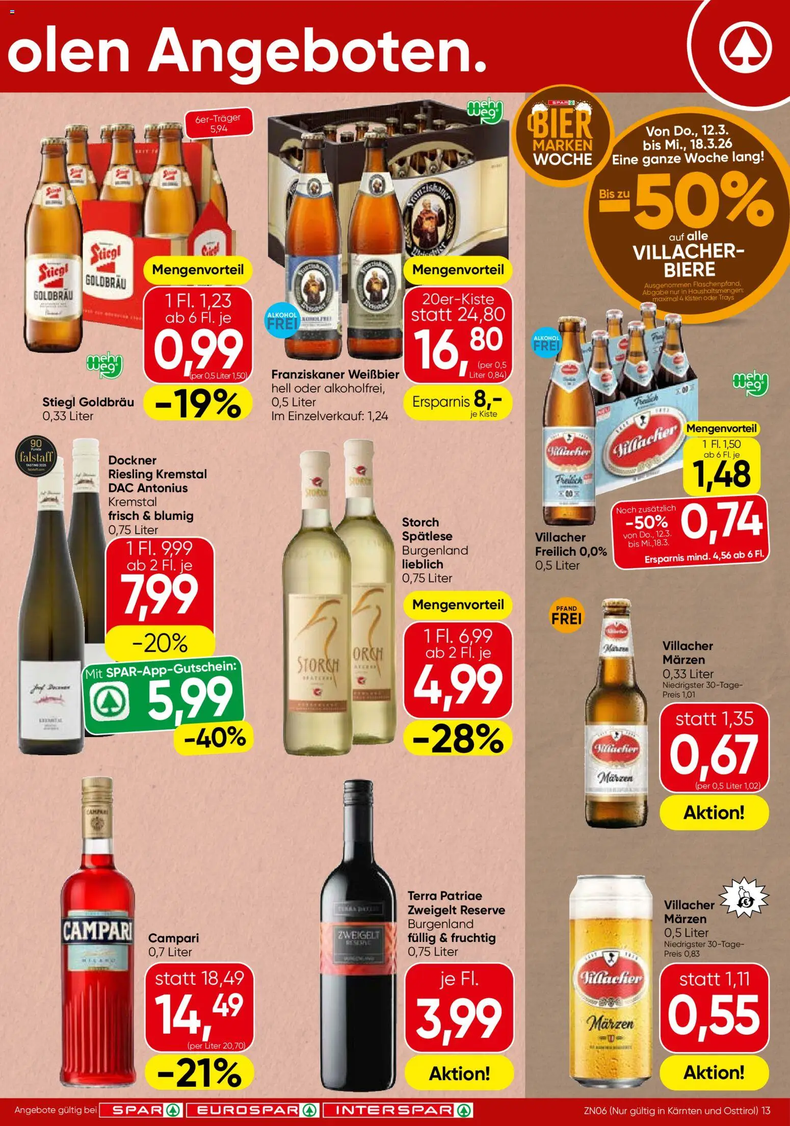 Spar Flugblatt - Kärnten gültig ab 12.03.2026 | Seite: 13 | Produkte: Nauriit, Bier
