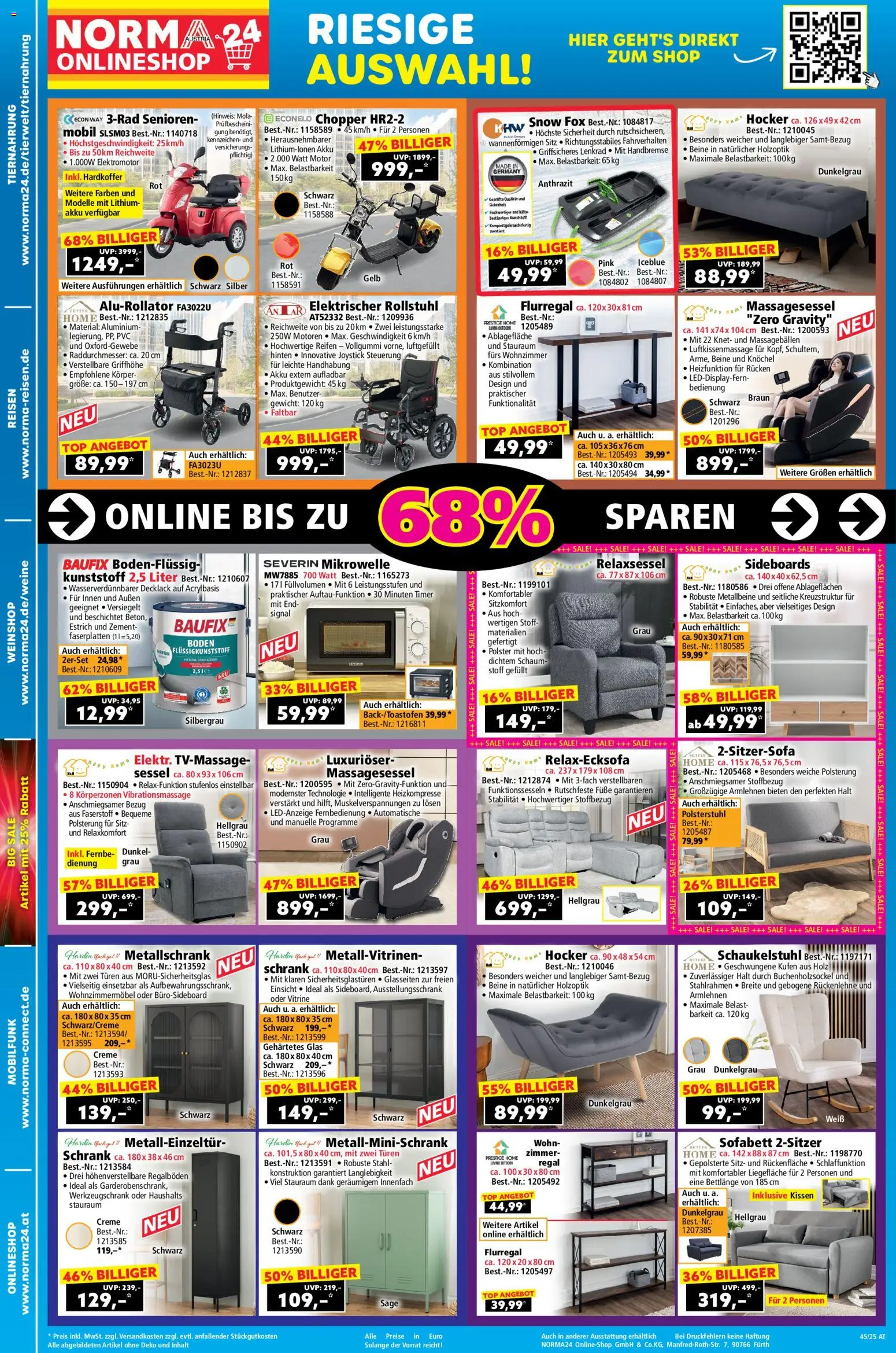 Norma Online shop gültig ab 02.11.2025 | Seite: 2 | Produkte: Mikrowelle, Kissen, Sessel, Regal