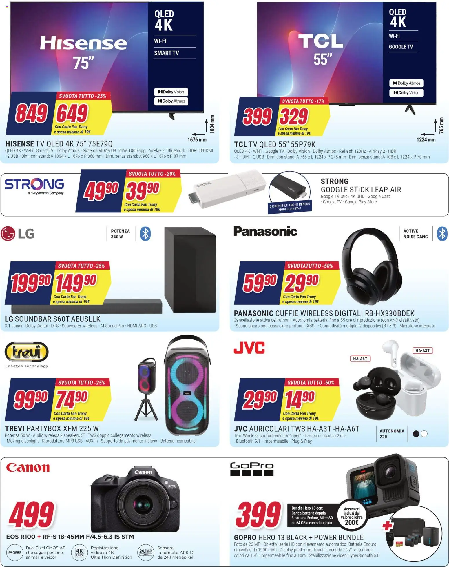 Volantino Trony del 15.01.2026 | Pagina: 4 | Prodotti: smart TV, Soundbar, TV, Batterie