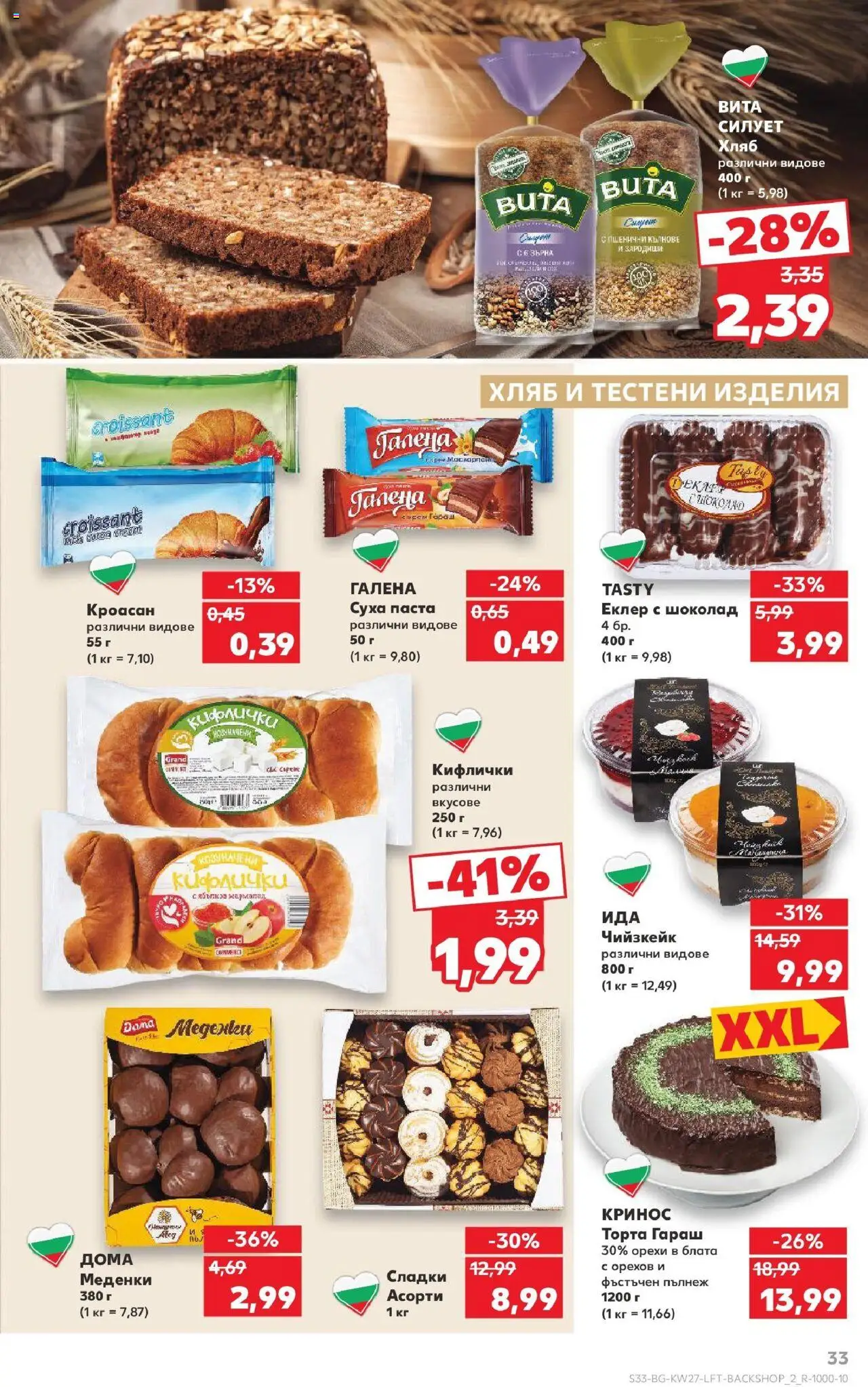  | Страница: 33 | Продукти: Крем, Хляб, Суха паста, Паста