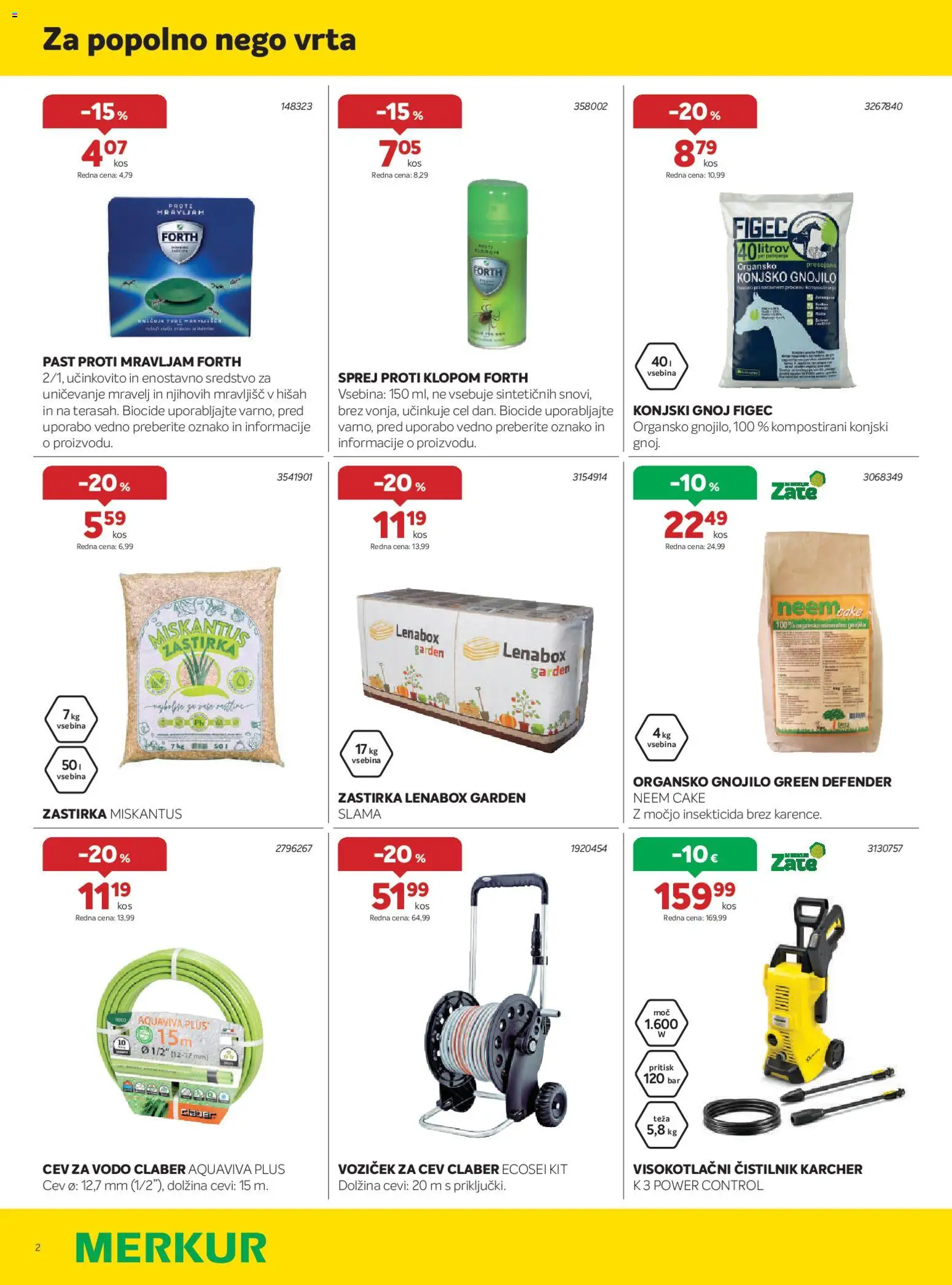 Novi Merkur katalog ponudbe – veljaven od 01.04.2026 | Stran: 2 | Izdelki: Teza, Zastirka, Voziček, Visokotlačni čistilnik