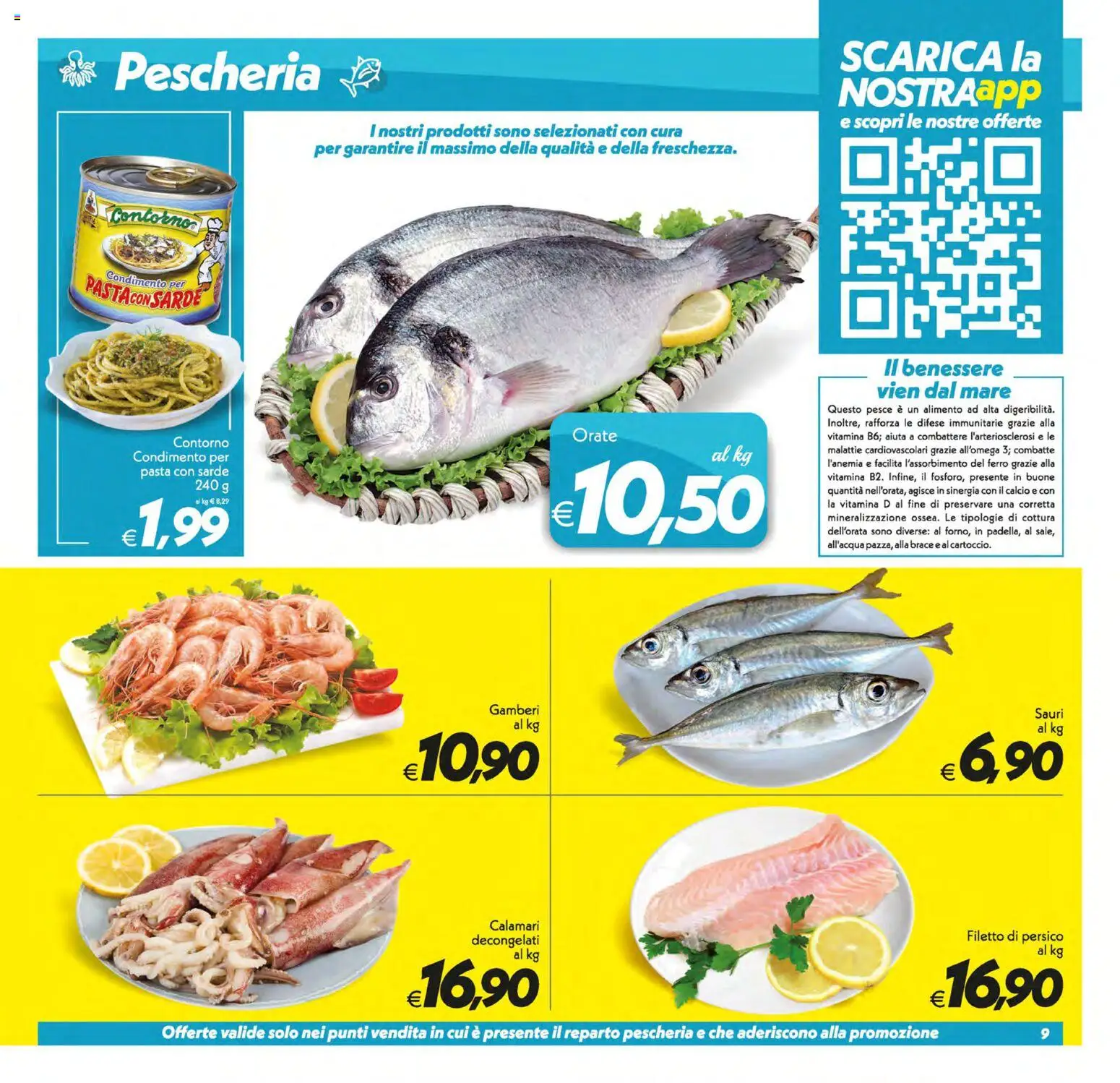 Volantino SuperConveniente del 05.01.2026 | Pagina: 9 | Prodotti: Pesce, Gamberi, Calamari, Pasta