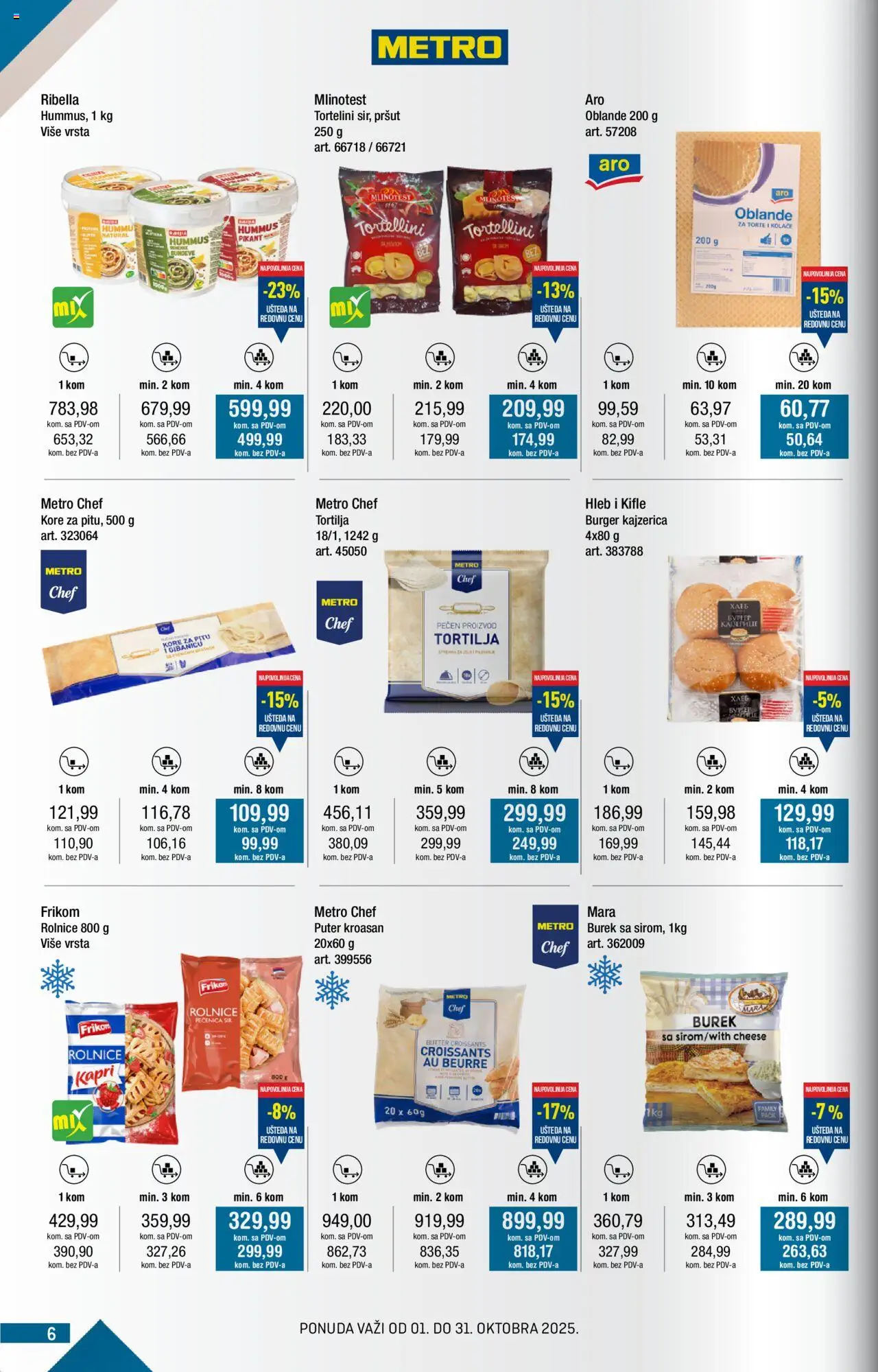 Metro katalog - važi od 01.10.2025 | Strana: 6 | Proizvode: Burger, Hummus, Hleb, Pečenica