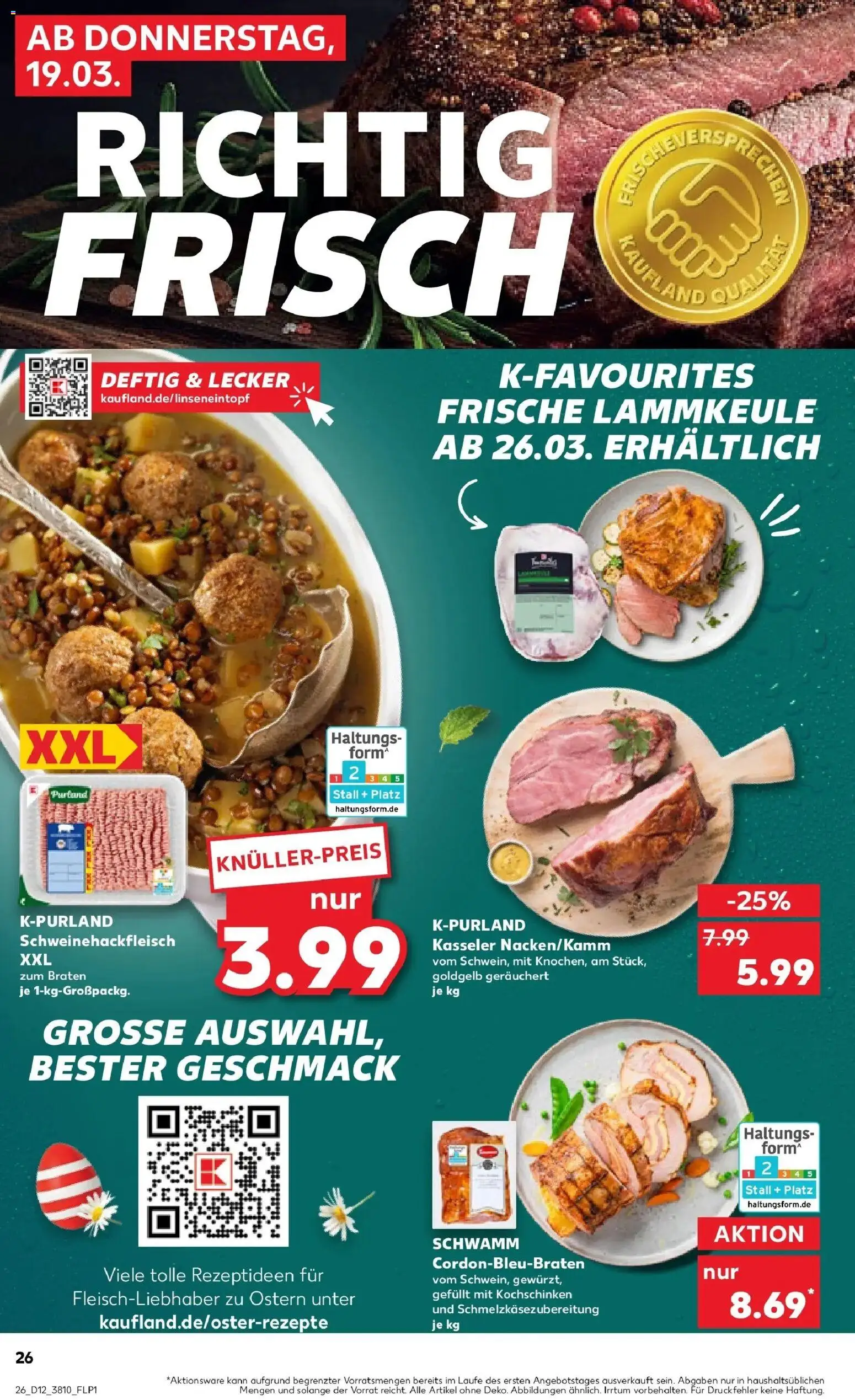 Kaufland Prospekt Frankfurt (Oder)	 – gültig ab 19.03.2026 | Seite: 26 | Produkte: Lammkeule