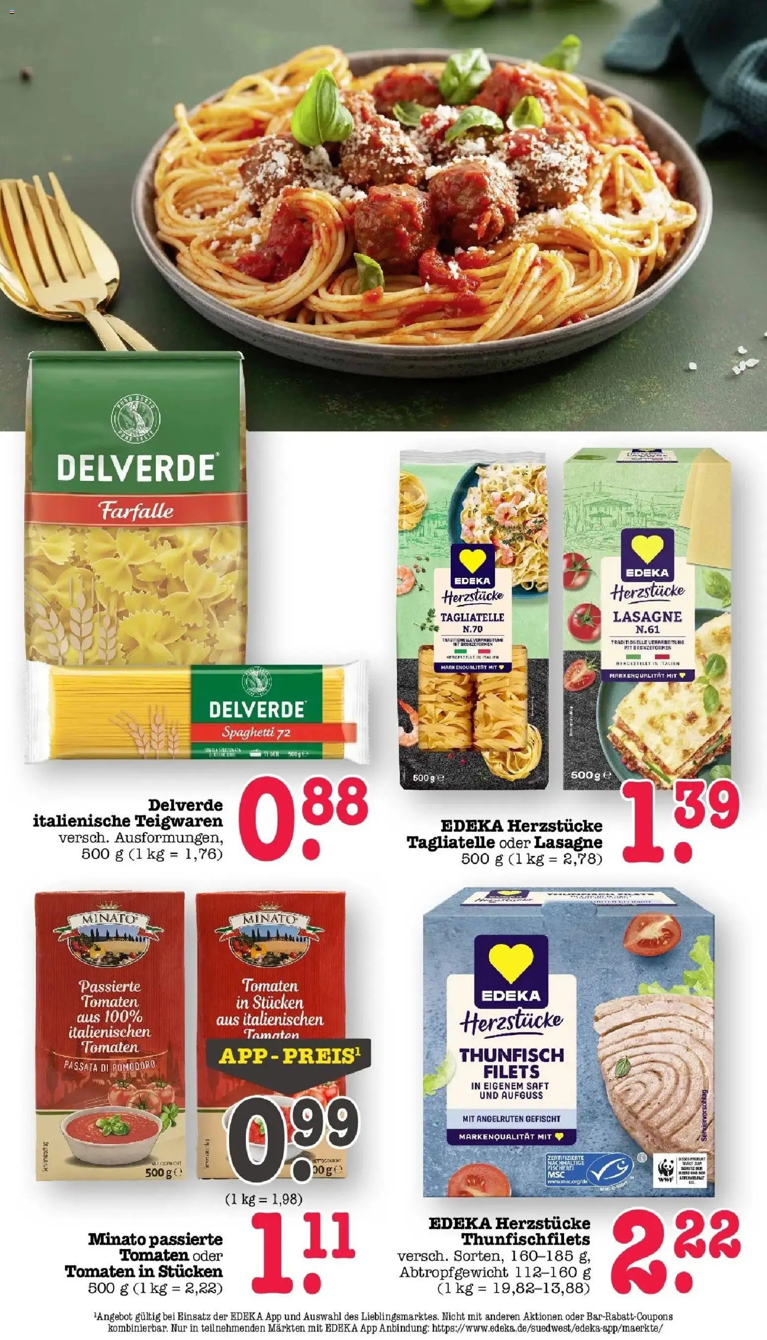 Edeka prospekt Offenbach	 – gültig ab 15.03.2026 | Seite: 30 | Produkte: Thunfisch, Tomaten, Pasta, Saft
