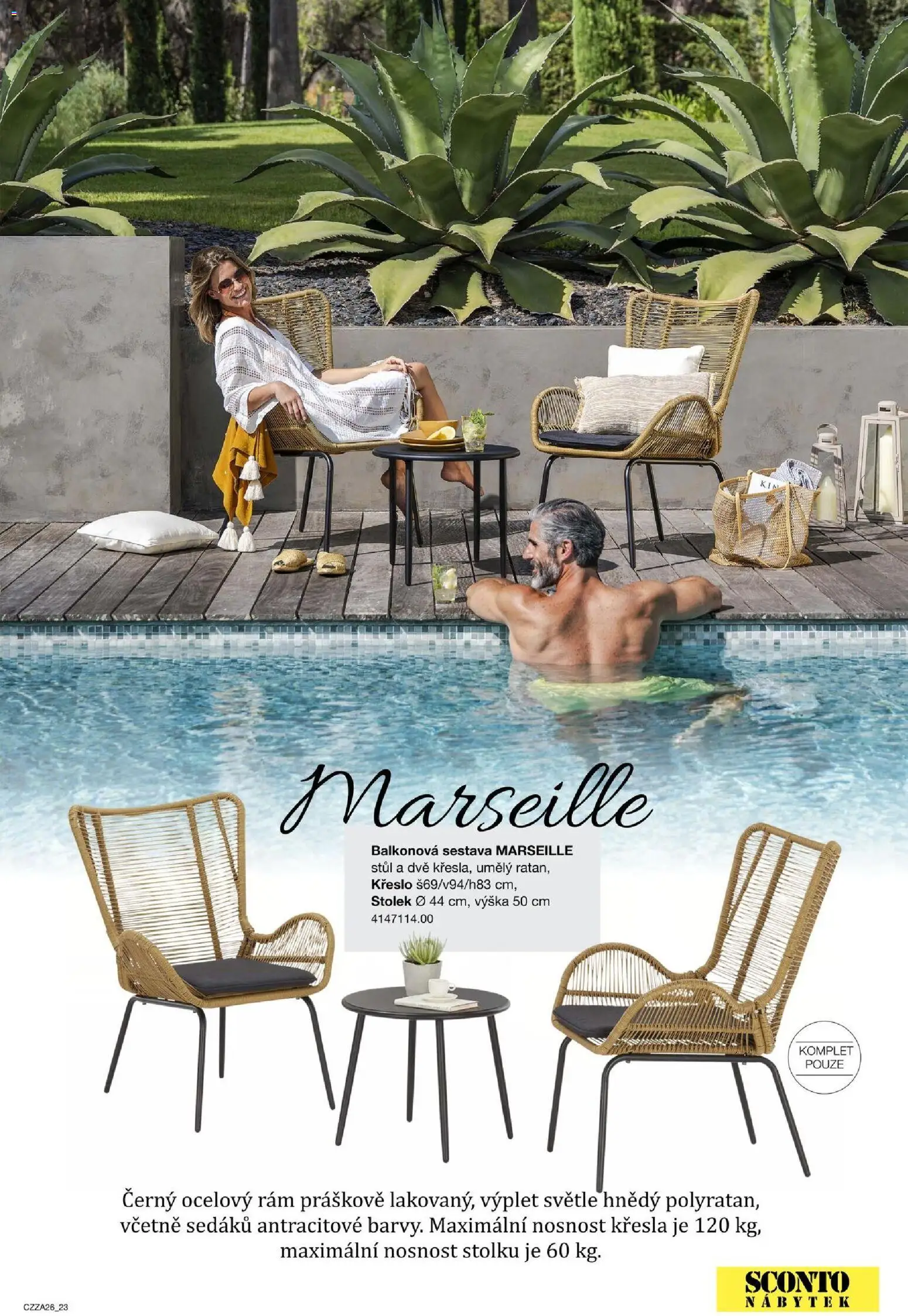 Sconto nábytek katalog - Zahradní speciál od 01.01.2026 | Strana: 23 | Produkty: Křesla, Nábytek, Křeslo, Stolek