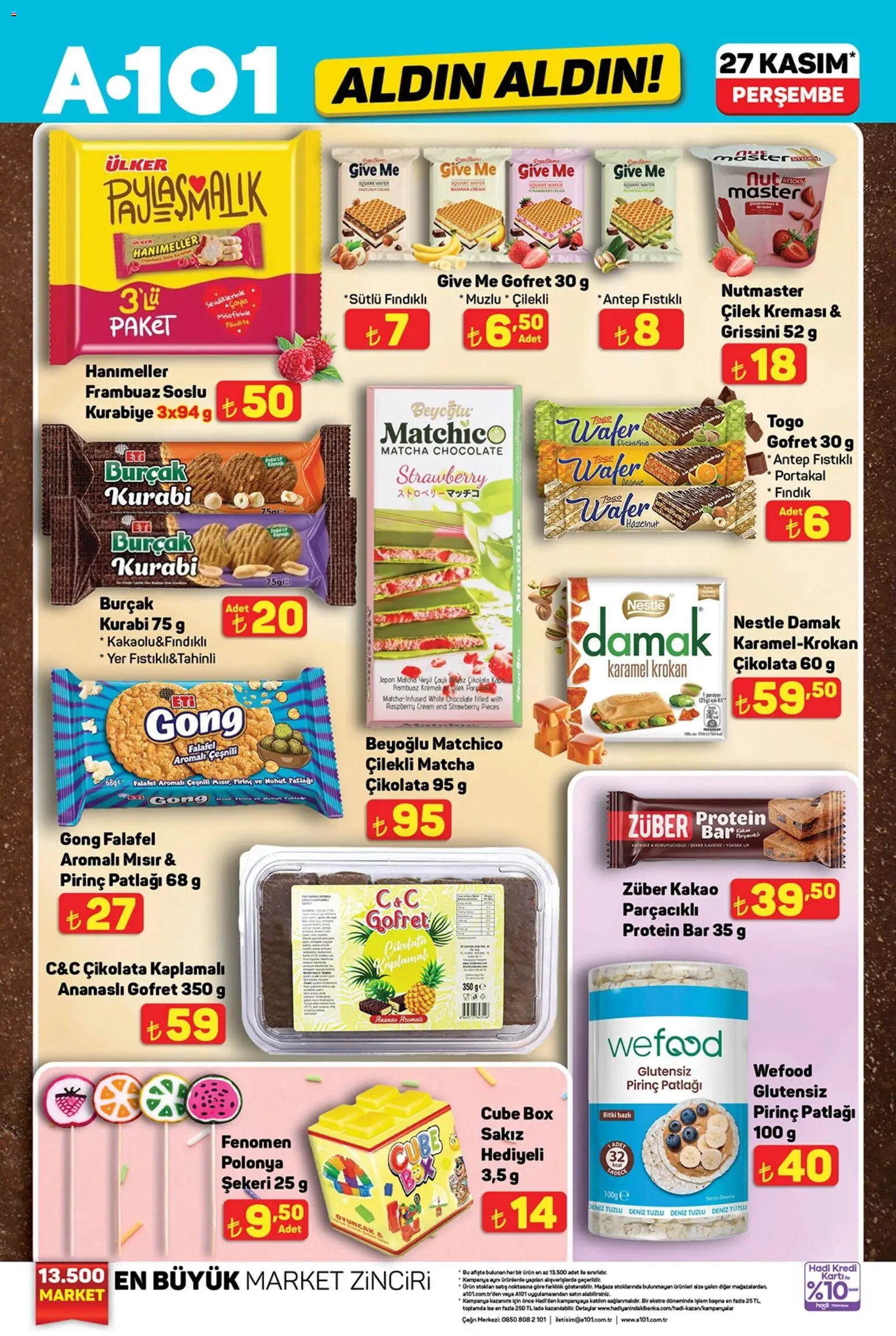 A101 Katalog Aldın Aldın - 27.11.2025 tarihinden itibaren geçerlidir | Sayfa: 3 | Ürünler: Çikolata, Fındık, Kurabiye, Mısır