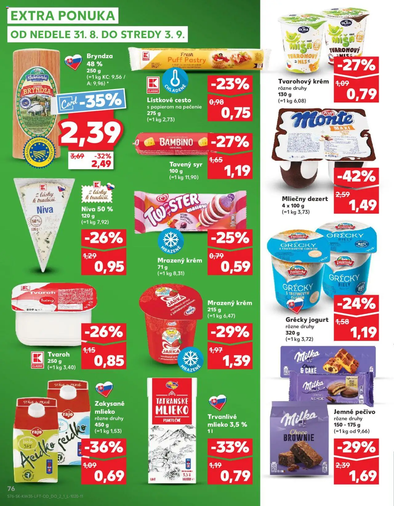 Kaufland SK akciós ujság - amely érvényes a következő dátumtól: 28.08.2025 | Oldal: 76 | Termékek: Puff, Brownie