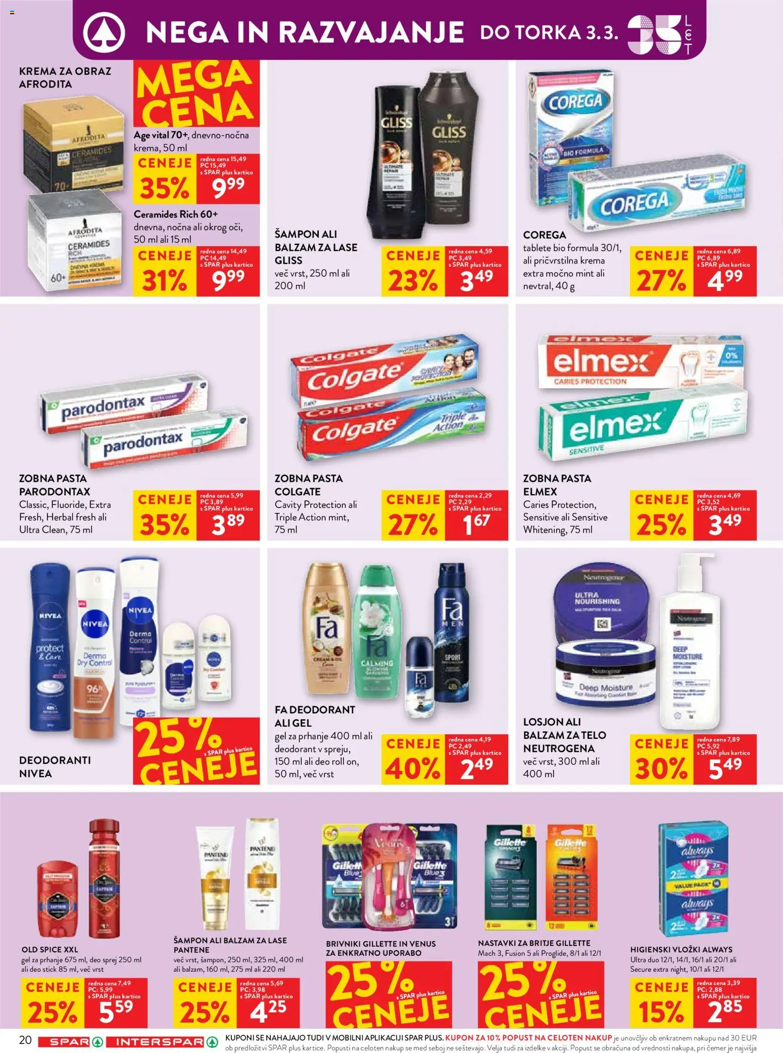 Novi Spar katalog ponudbe – veljaven od 25.02.2026 | Stran: 25 | Izdelki: Gel za prhanje, Sampon, Krema, Zobna pasta