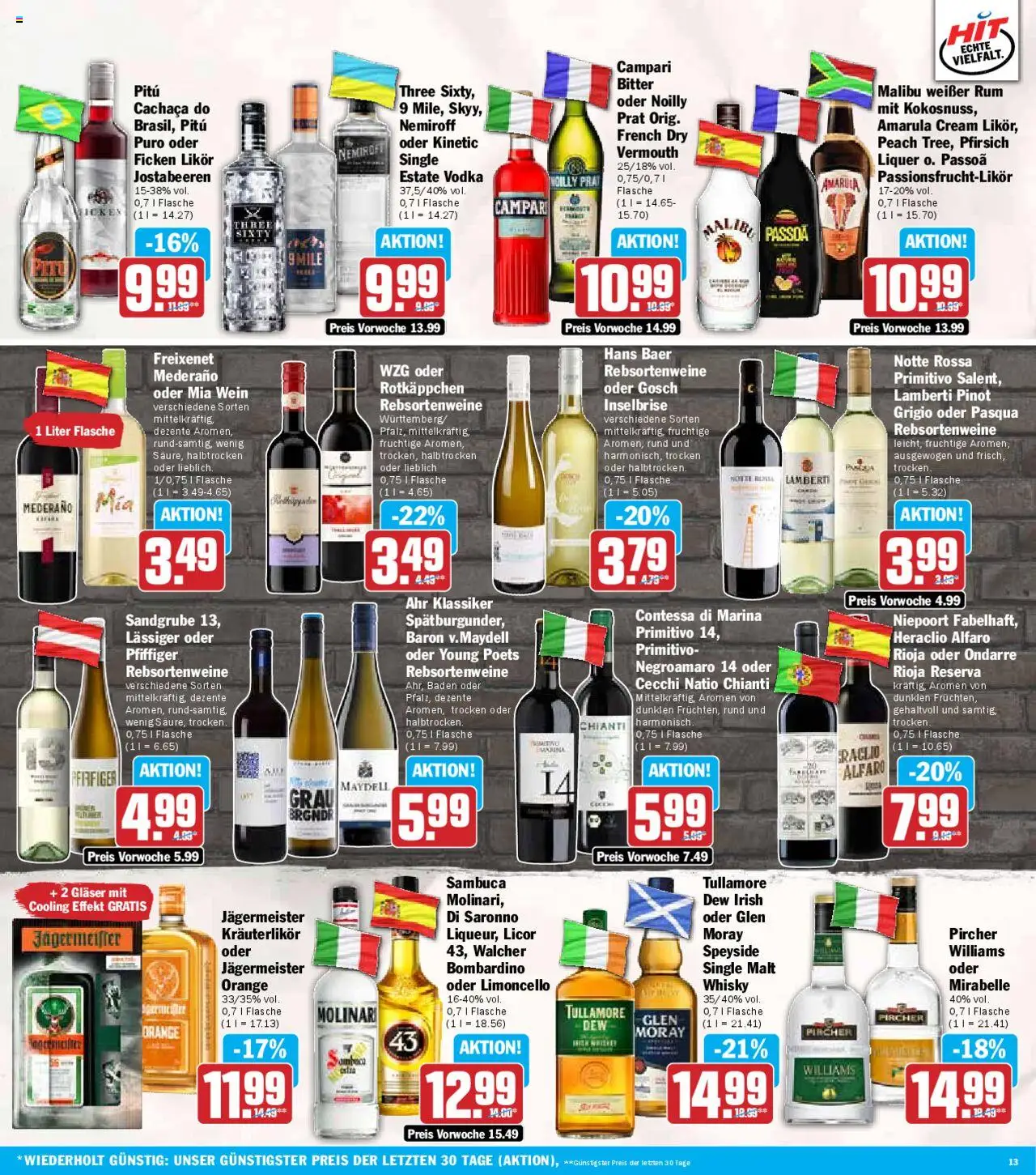 HIT Prospekt 	 - gültig ab dem 21.07.2025 | Seite: 13 | Produkte: Jägermeister, Pfirsich, Rotkäppchen, Wein