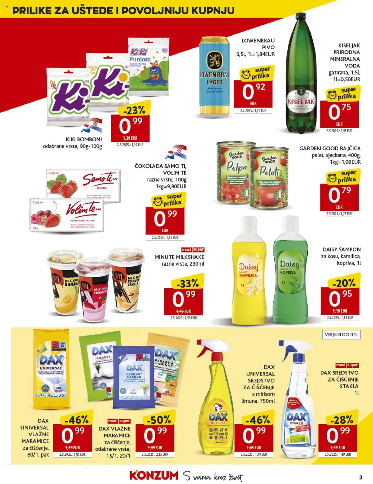 Konzum HR akciós ujság - amely érvényes a következő dátumtól: 27.08.2025 | Oldal: 3 | Termékek: Bourbon, Sampon