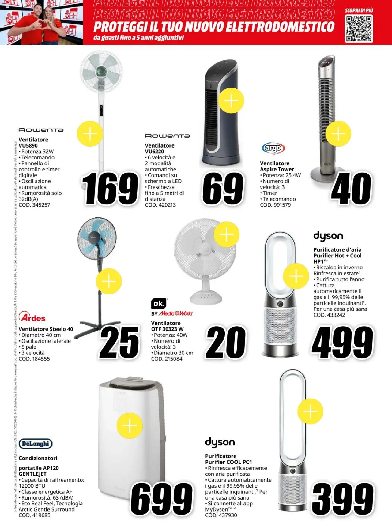 Volantino Media World del 07.08.2025 | Pagina: 29 | Prodotti: Schermo, Ventilatore, Purificatore d'aria, Dyson