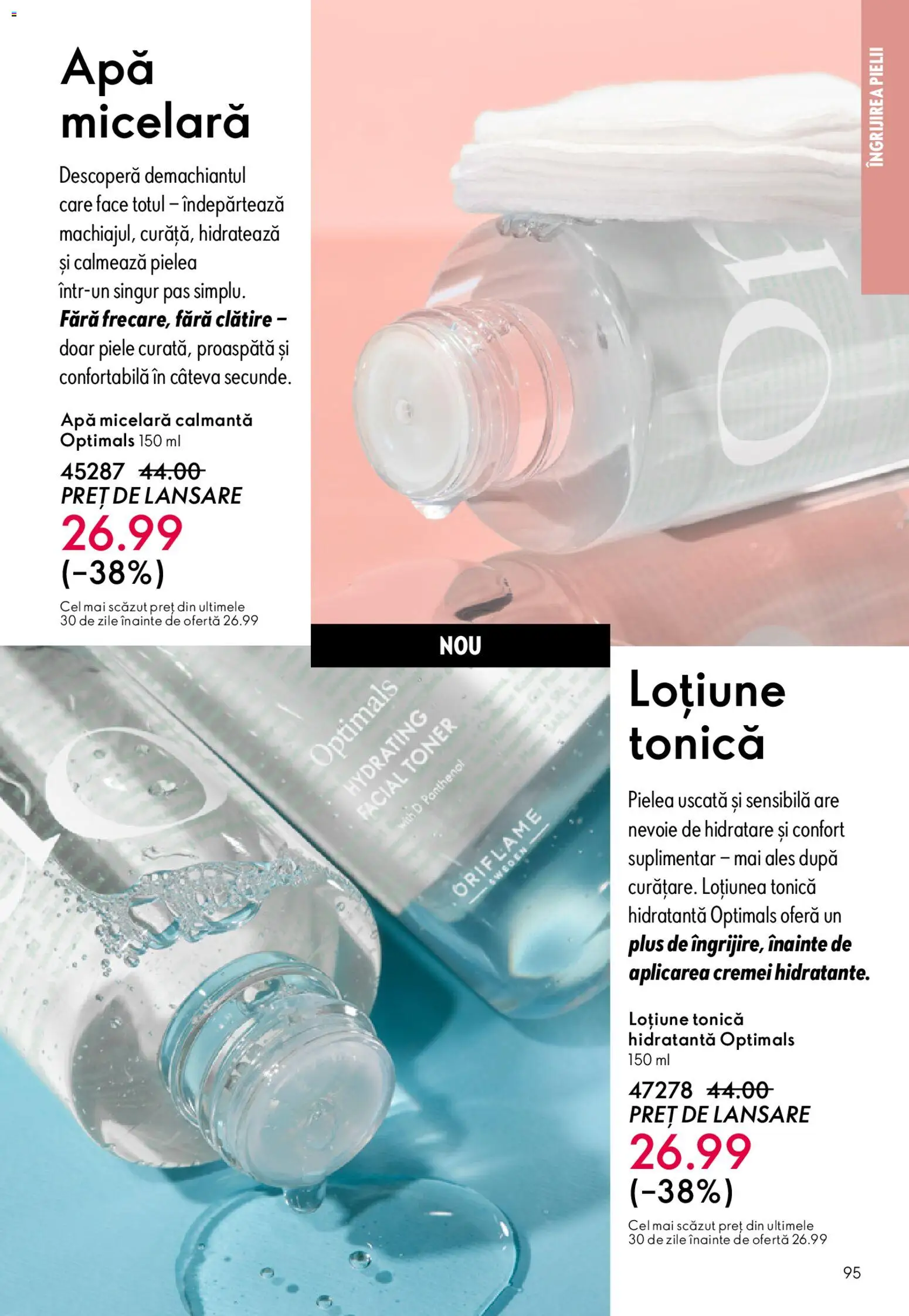 Noul catalog Oriflame – valabil de la 04.03.2026 | Pagină: 95 | Produse: Loțiune tonică, Toner, Apă micelară, Apă