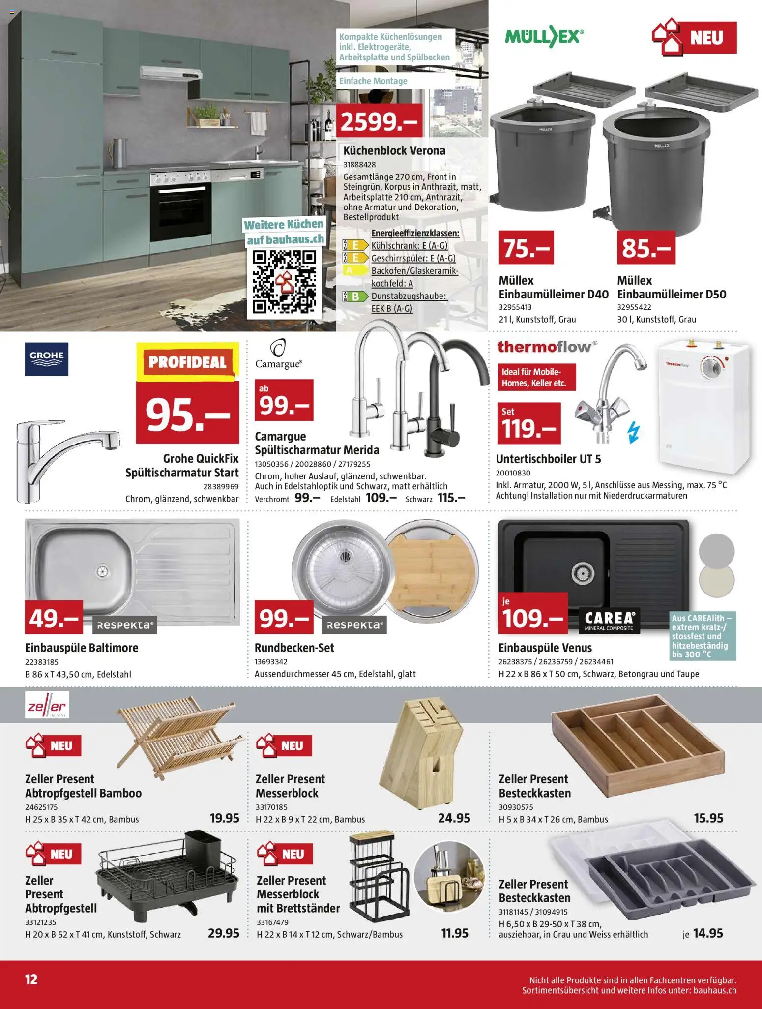 Bauhaus Aktionen – gültig ab 26.01.2026 | Seite: 12 | Produkte: Armatur, Küchenblock, Kochfeld, Geschirrspüler